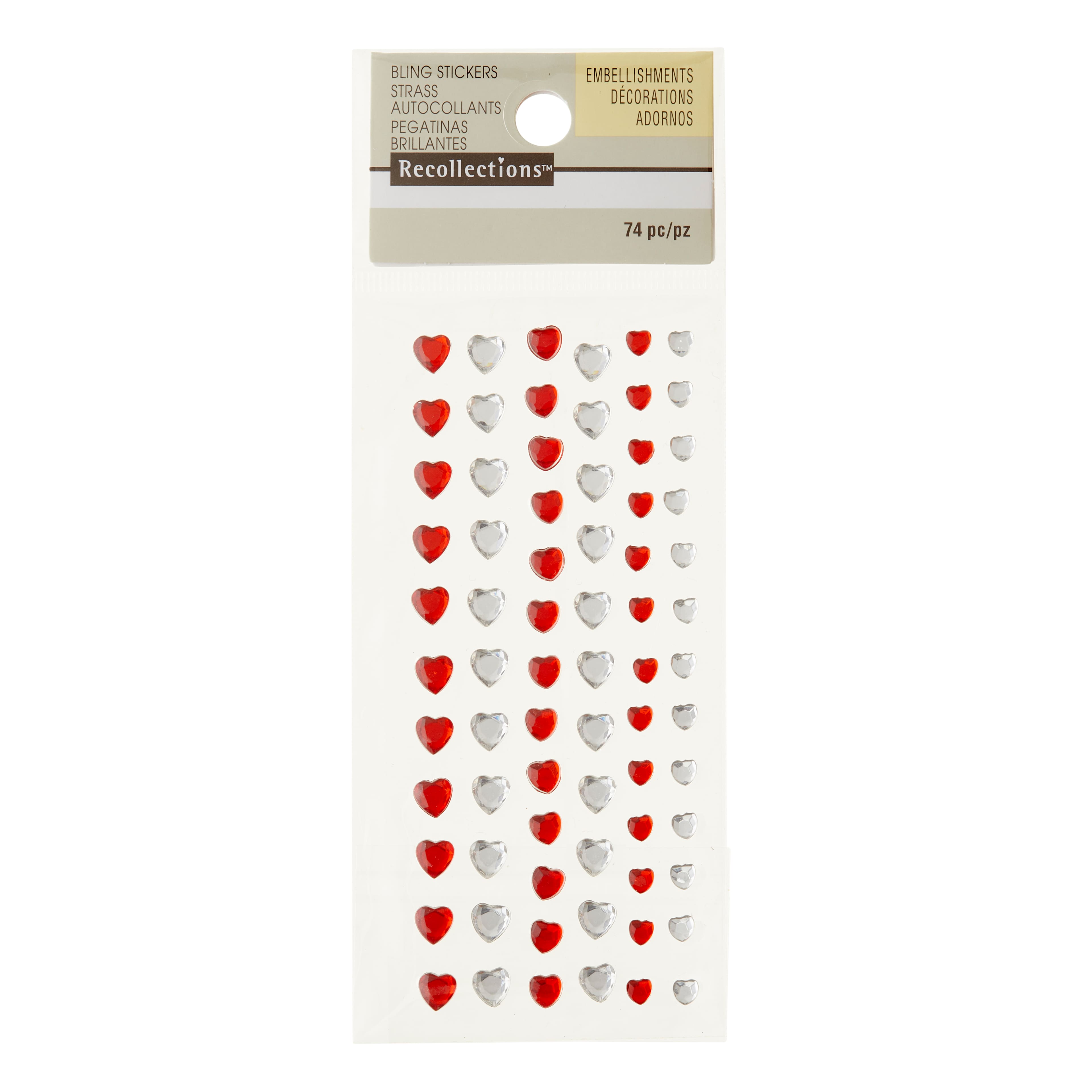 12 Packs: 74 ct. (888 total) Heart Adhesive Rhinestones by Recollections™