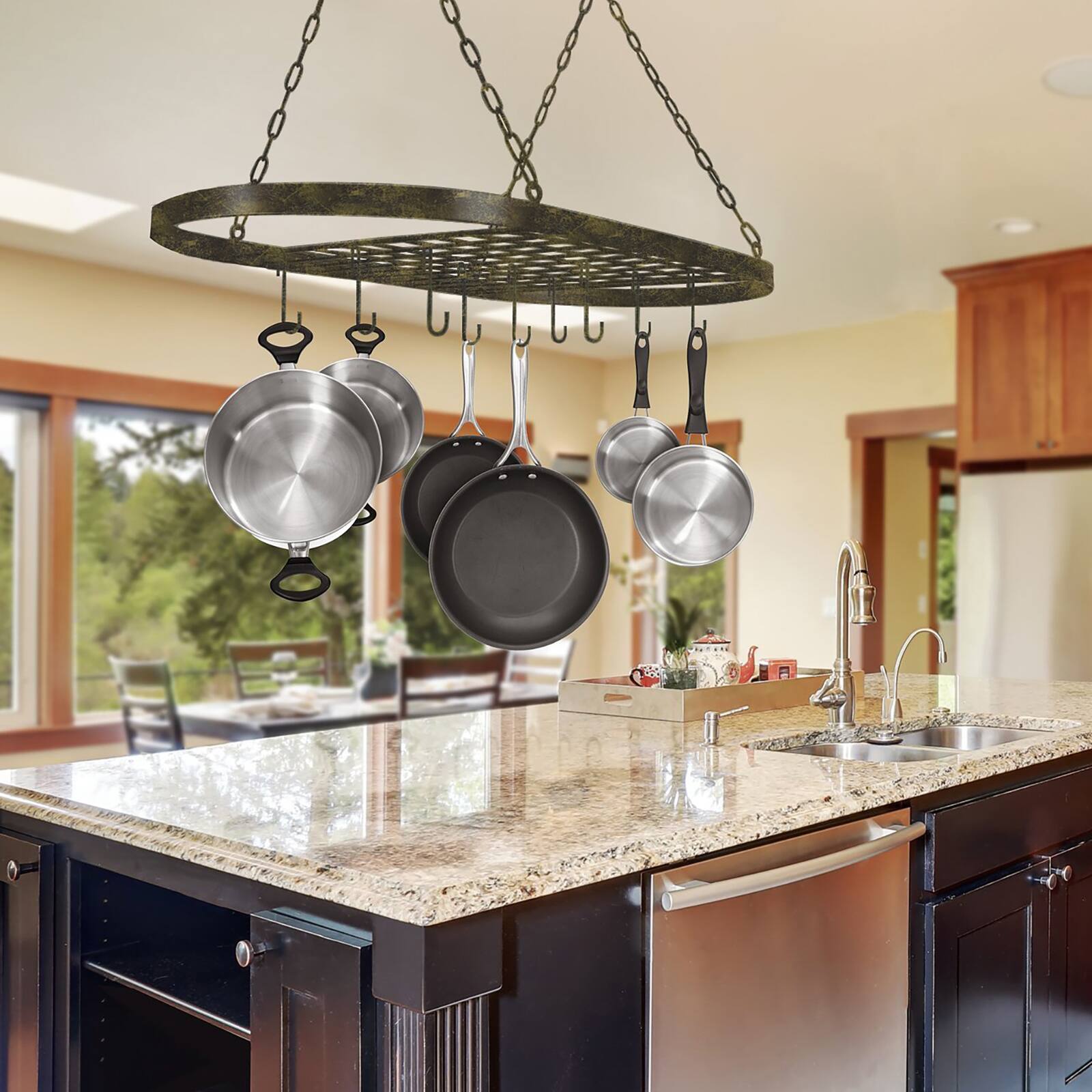Sorbus Ceiling Mounted Pot &#x26; Pan Rack