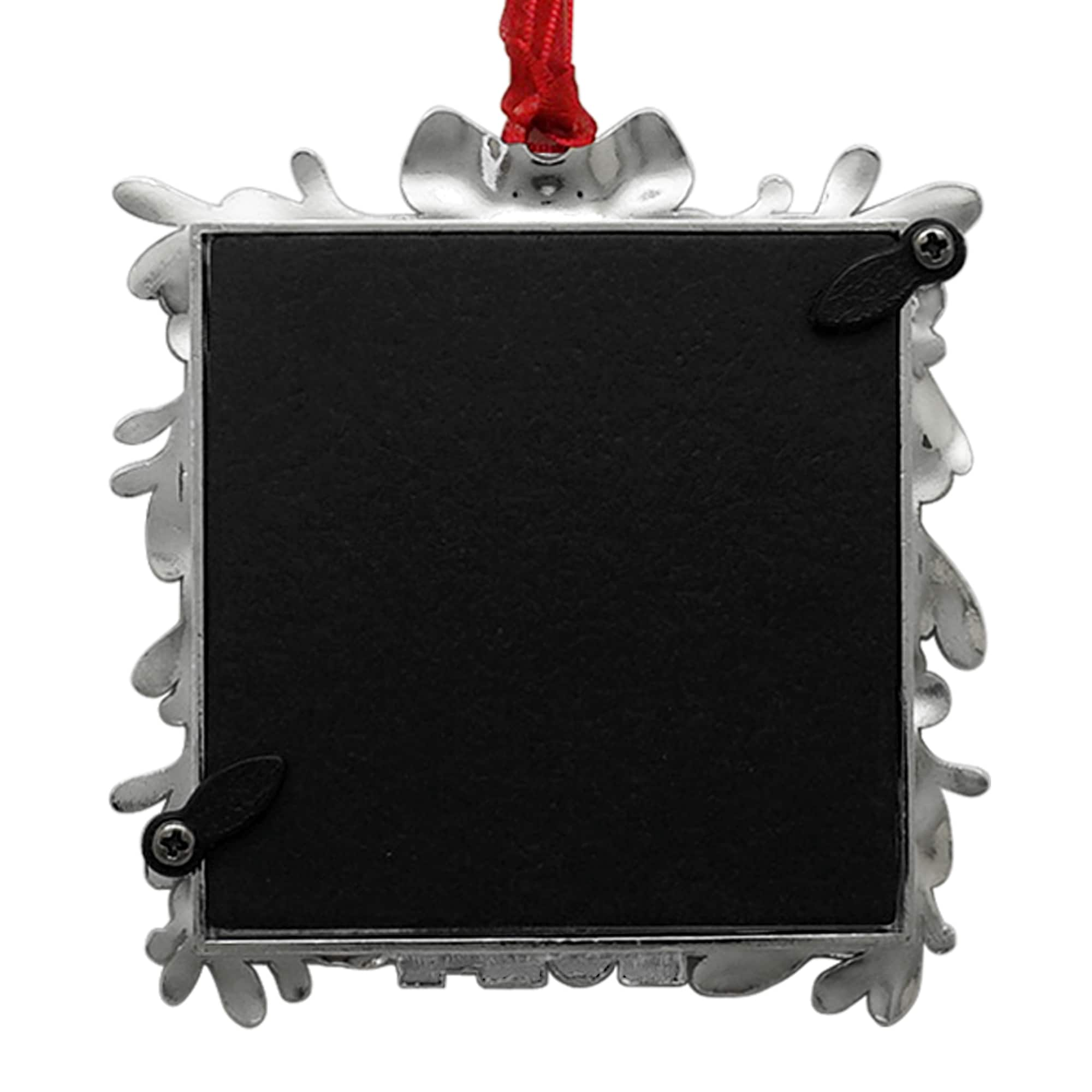 2.5&#x22; x 2.5&#x22; Silver Mistletoe with Bow 2024 Ornament Frame by Studio D&#xE9;cor&#xAE;