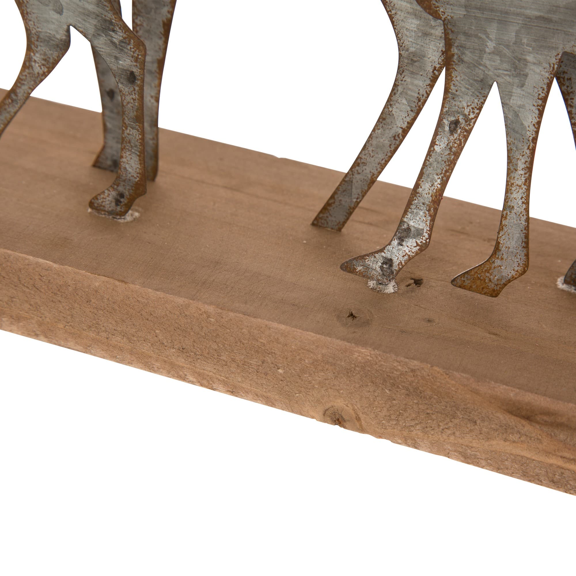 Glitzhome&#xAE; 13&#x22; Galvanized Metal &#x26; Wood Reindeer Tabletop D&#xE9;cor