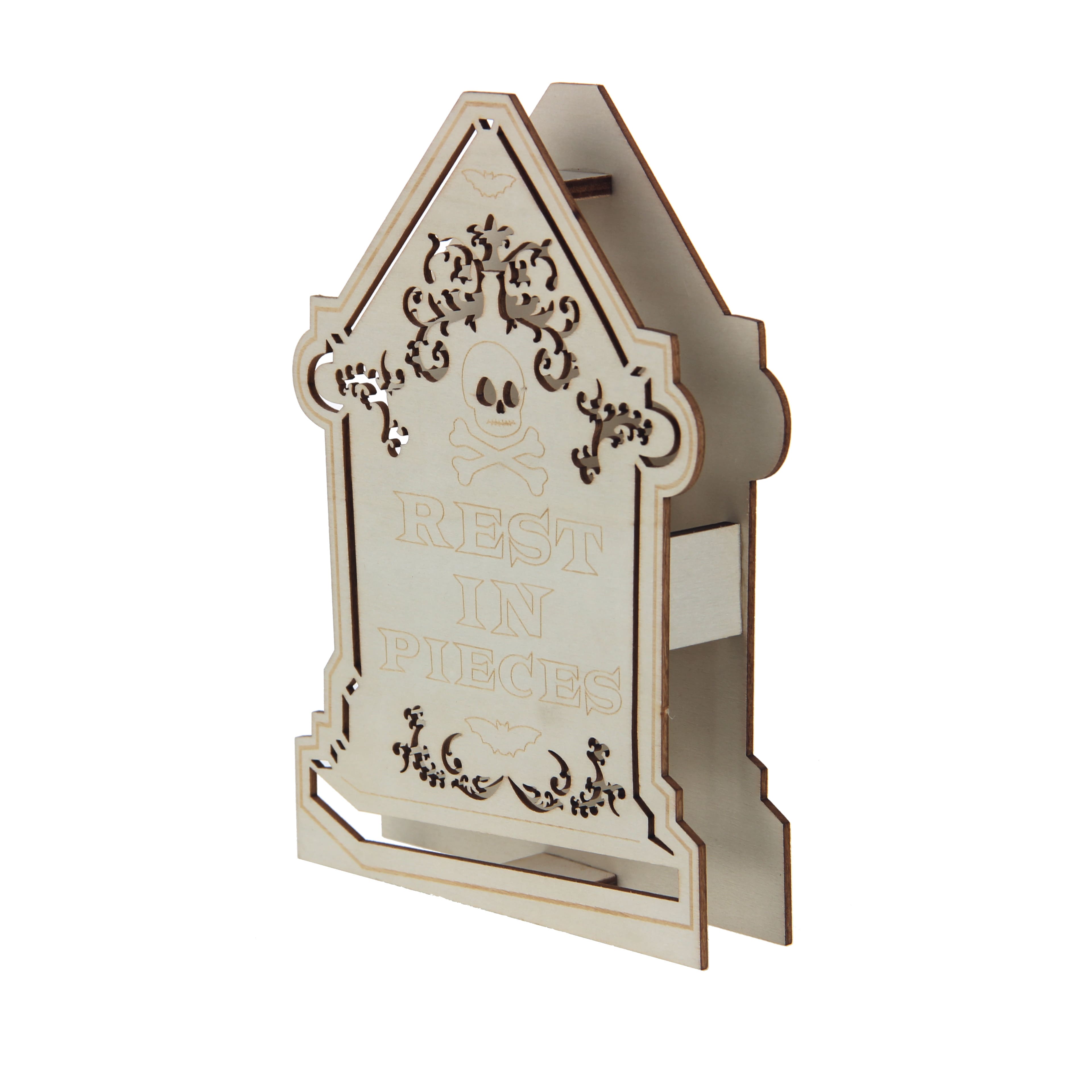 7.25&#x22; DIY Tombstone LED Wood D&#xE9;cor by Make Market&#xAE;