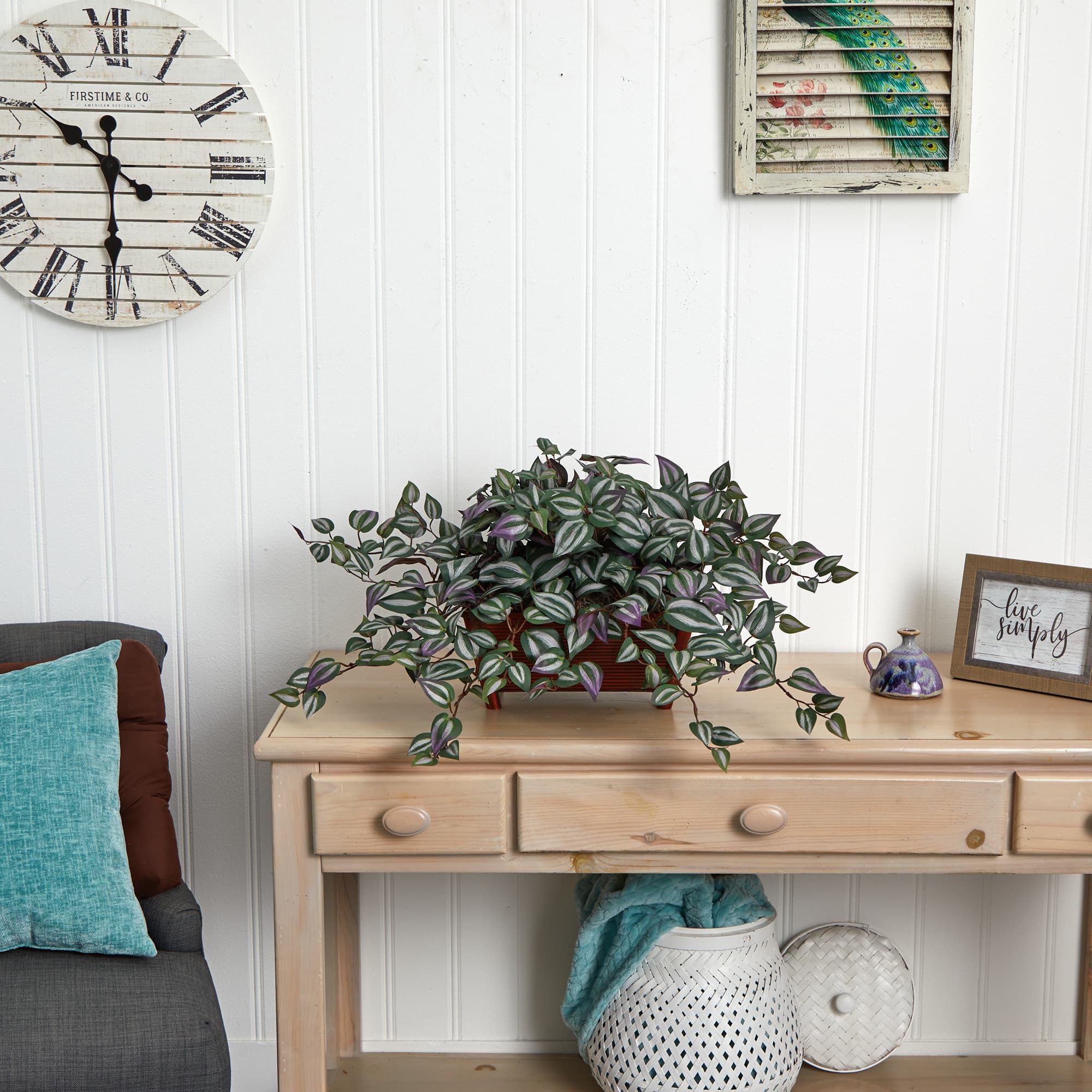 14" Inchplant In Rectangular Decorative Planter