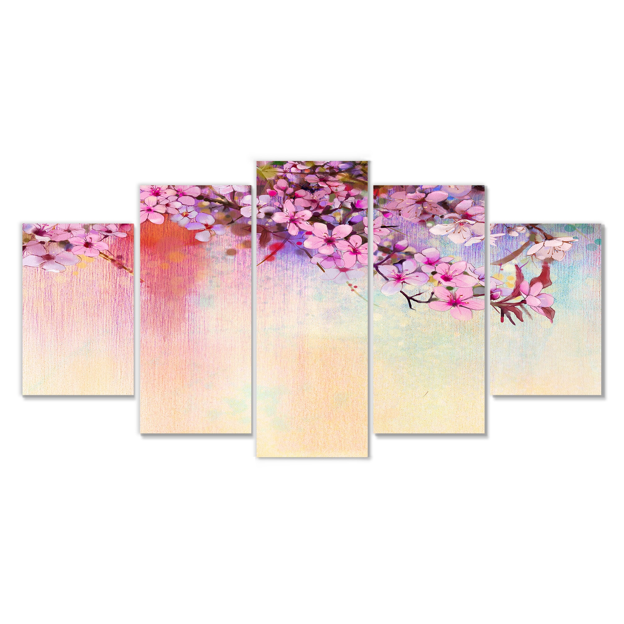 Designart - Watercolor Painting Cherry Blossoms - Floral Canvas Art Print