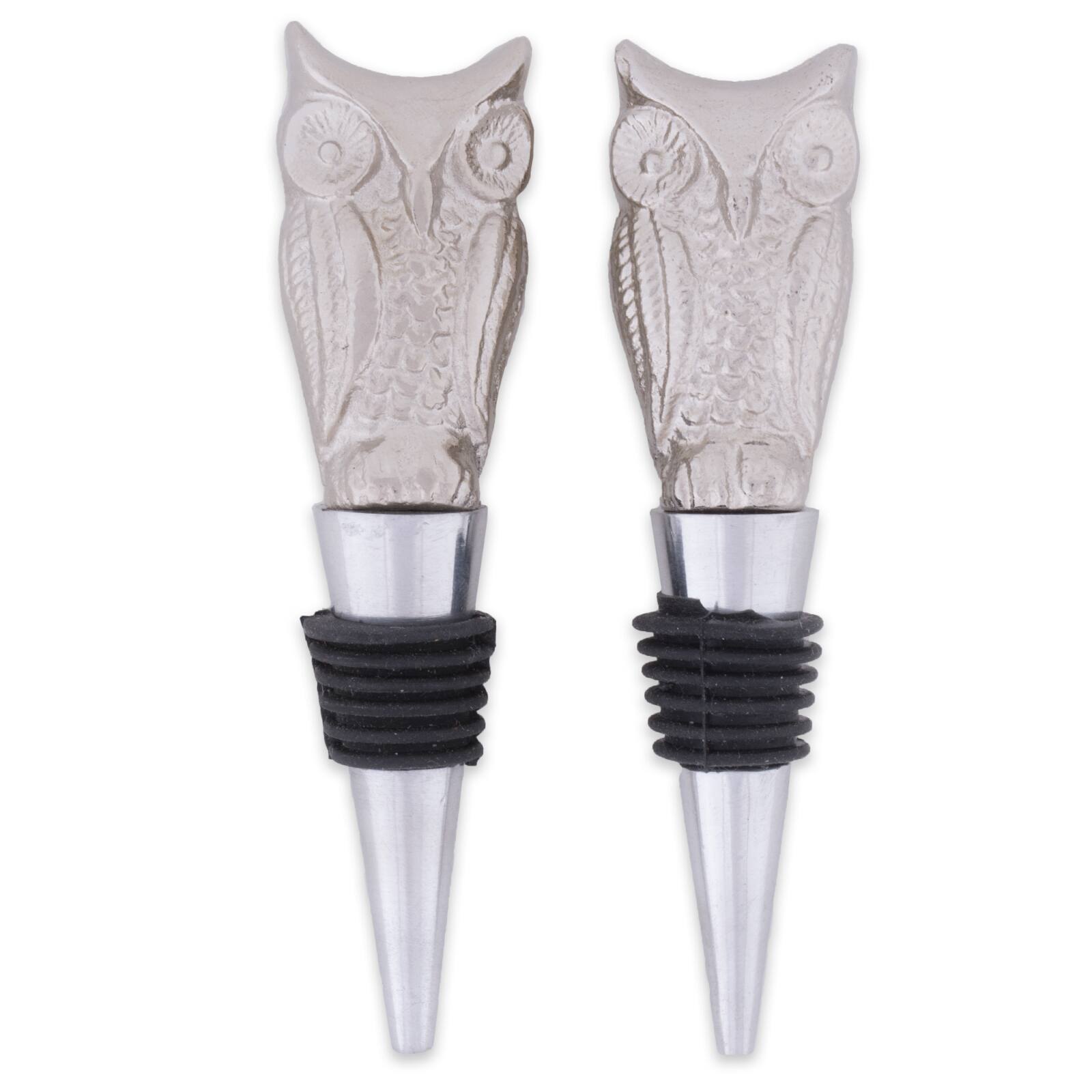 Silver Owl Bottle Stopper Set