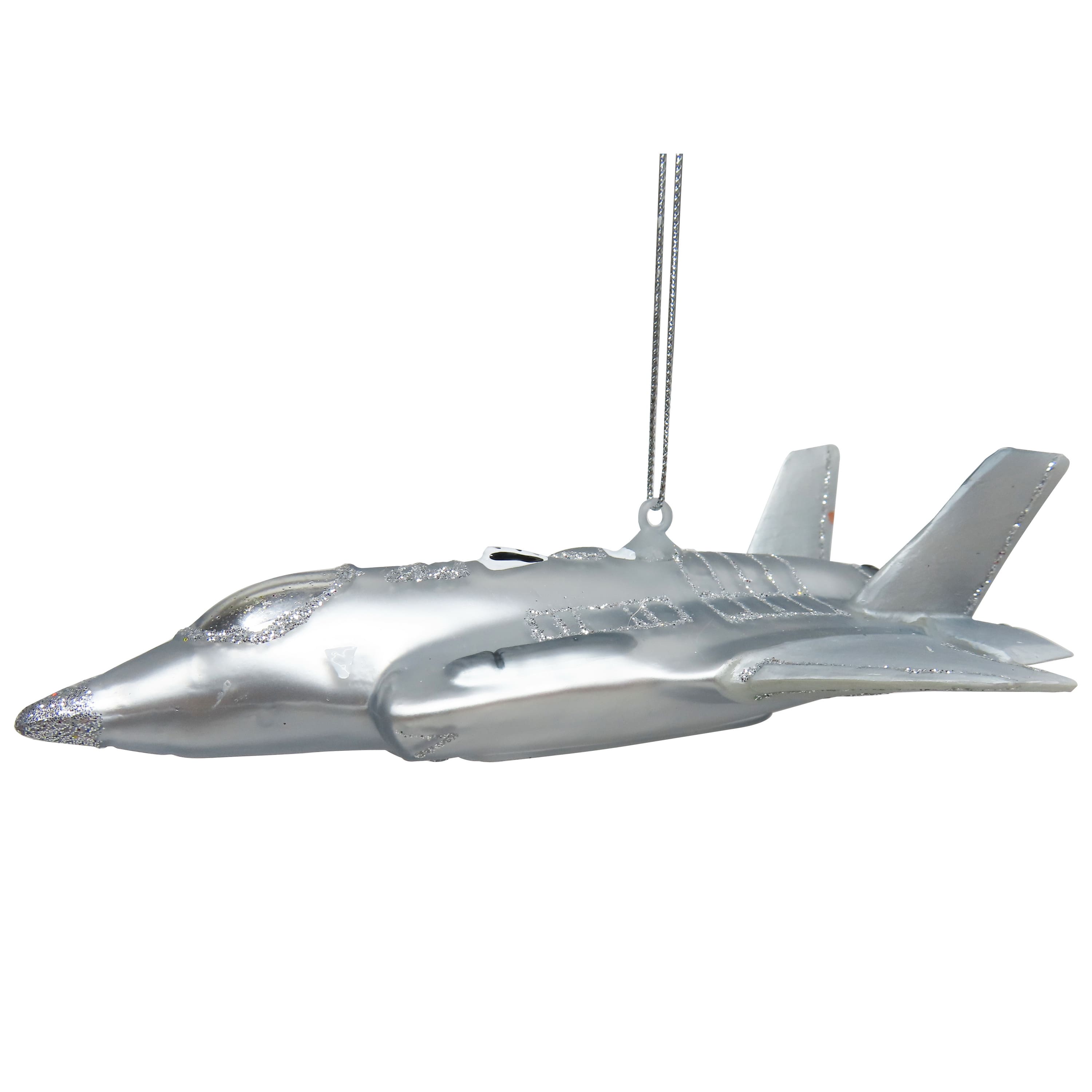 5.75&#x22; Silver Fighter Jet Glass Ornament by Ashland&#xAE;