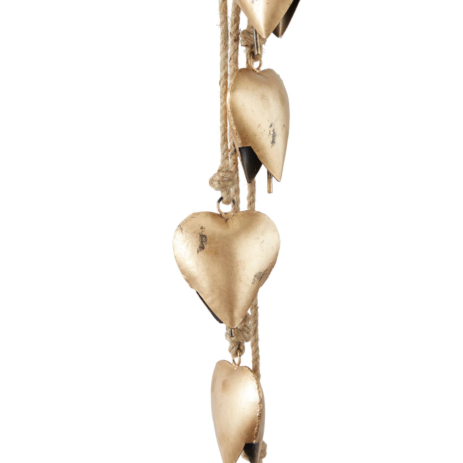 Gold Metal Bohemian Decorative Cow Bell, 6" x 2" x 35"