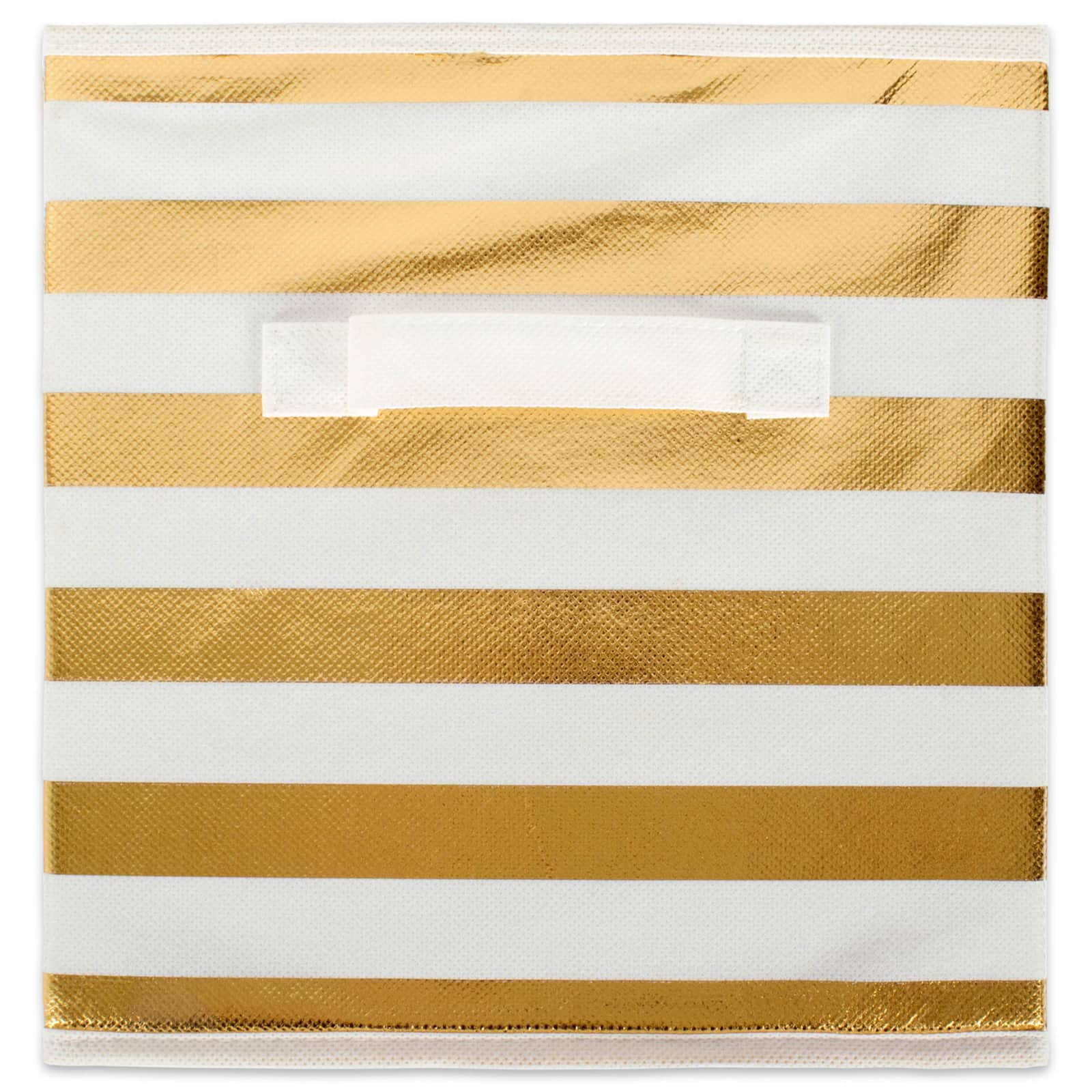 DII&#xAE; 11&#x22; Nonwoven Polyester White &#x26; Gold Stripes Storage Cube, 4ct.