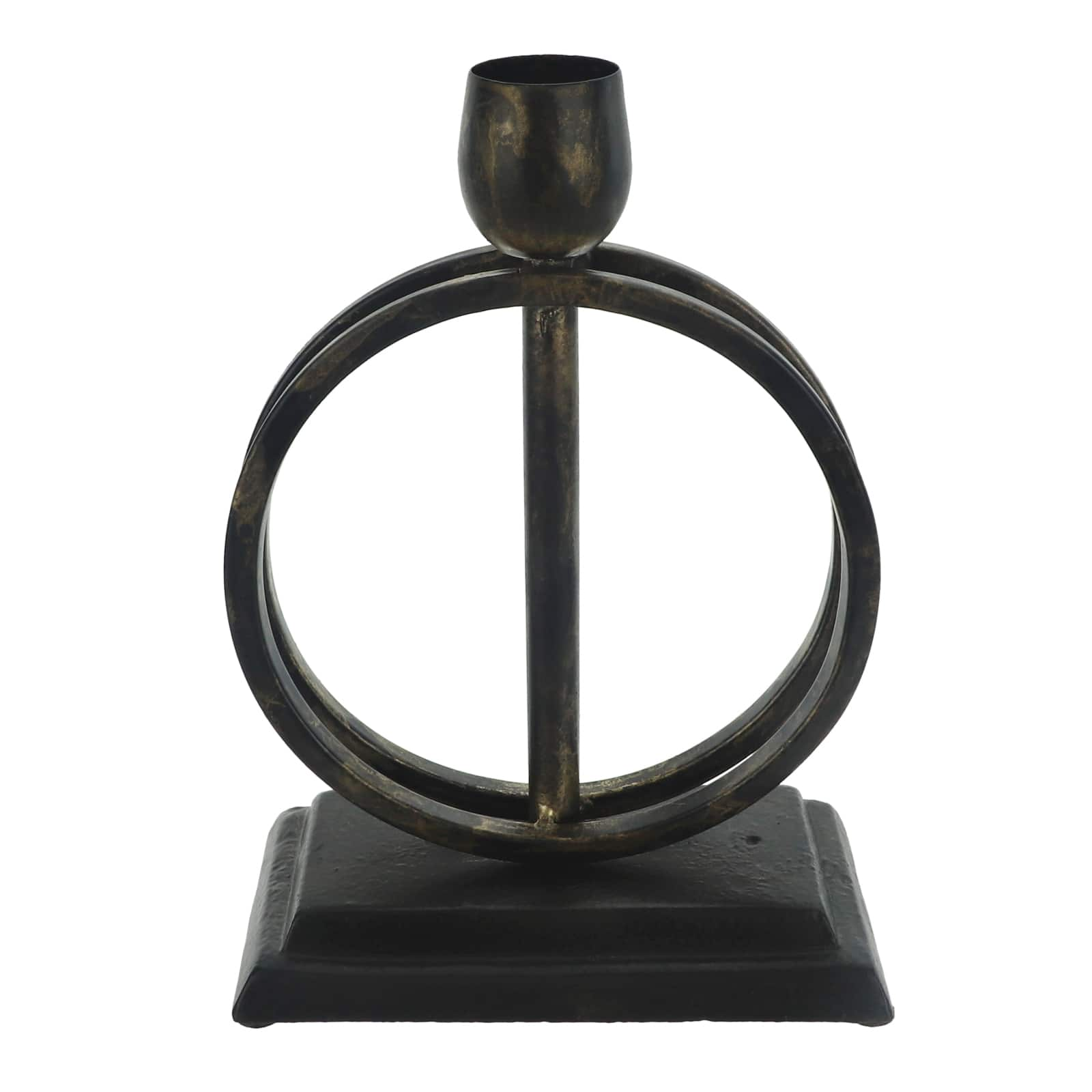 8&#x22; Antique Gold Circle Taper Candle Holder by Ashland&#xAE;