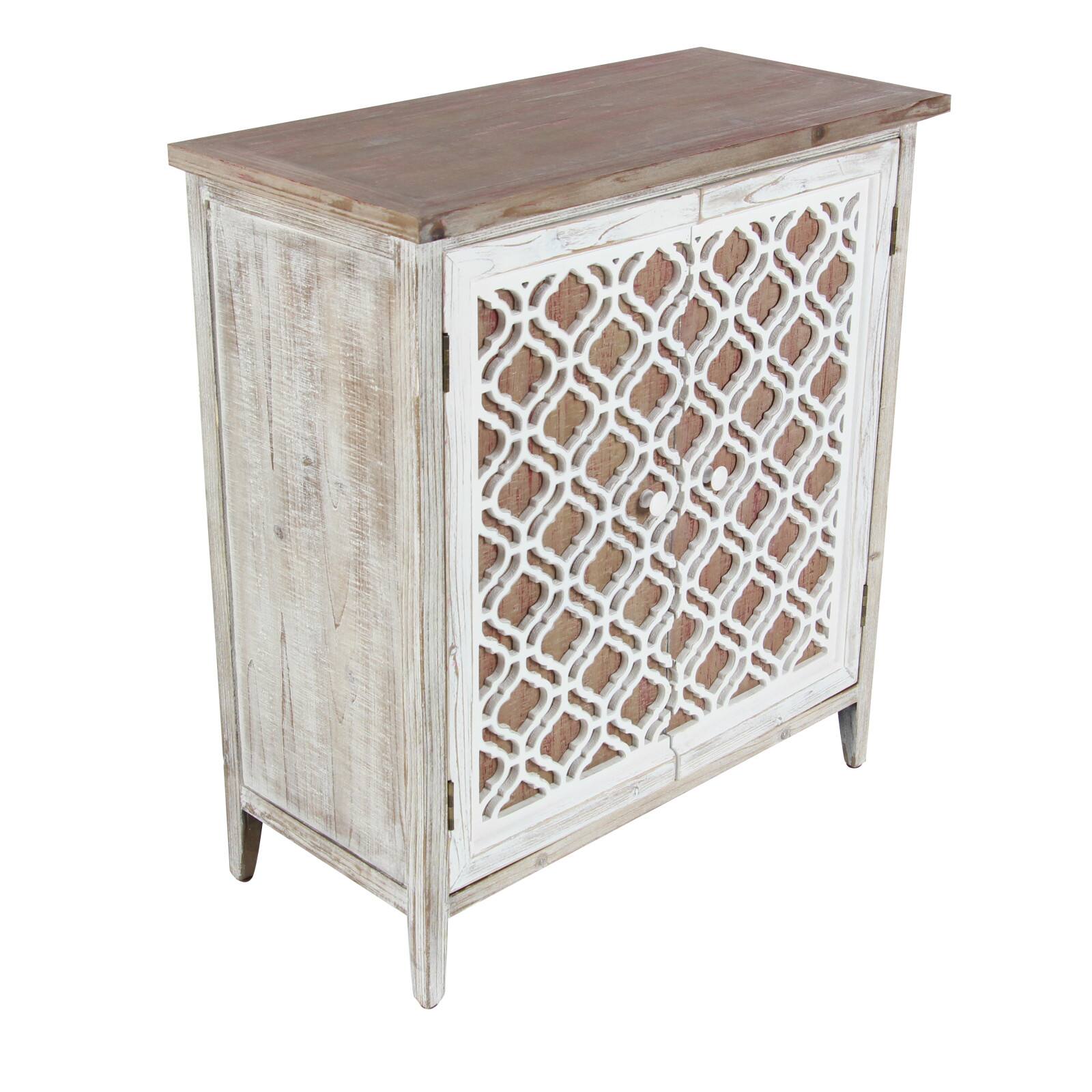 Rustic Rectangular Brown Wooden Lattice Cabinet, 31.19&#x201D; x 28.50&#x201D; x 13.63&#x201D;