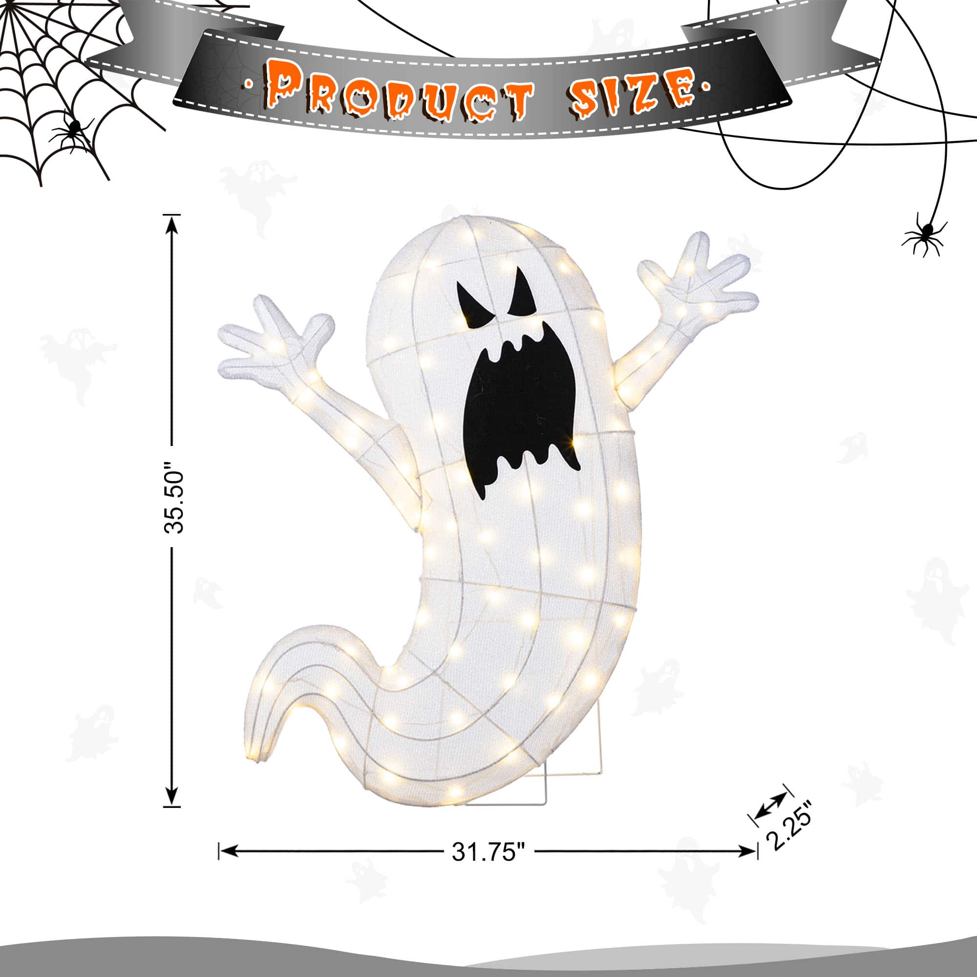 Glitzhome&#xAE; 35.5&#x22;H Lighted Halloween 2.5D Ghosts Outdoor Decor
