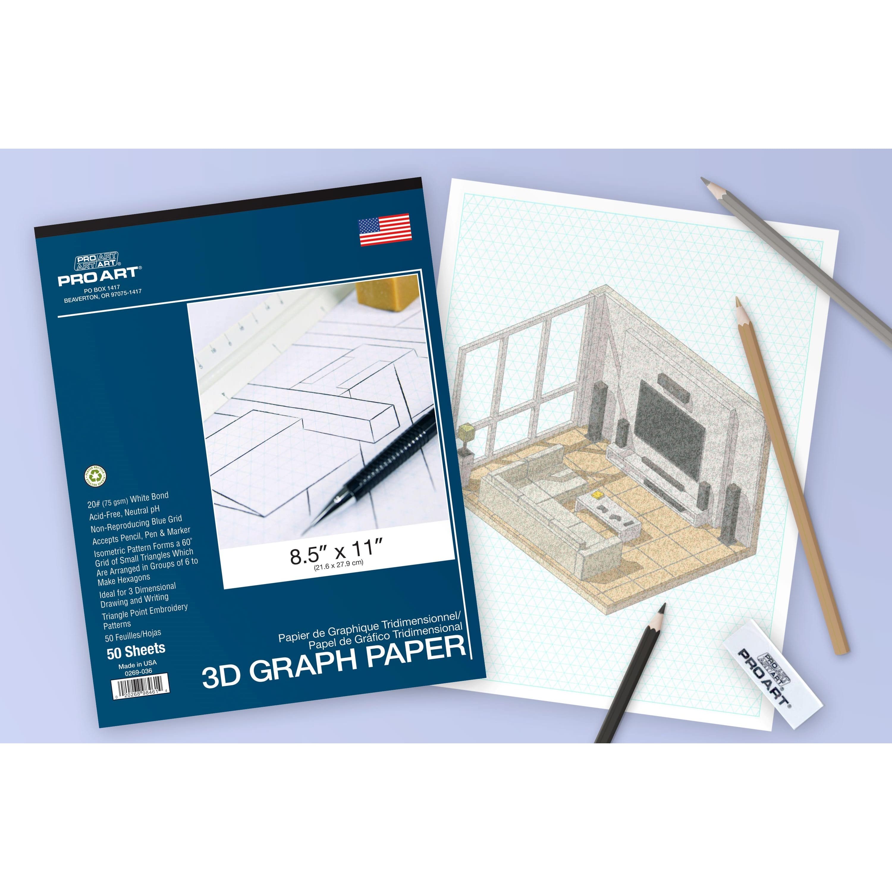 Pro Art® Acid-Free 3D Graph Paper, 8.5" x 11"