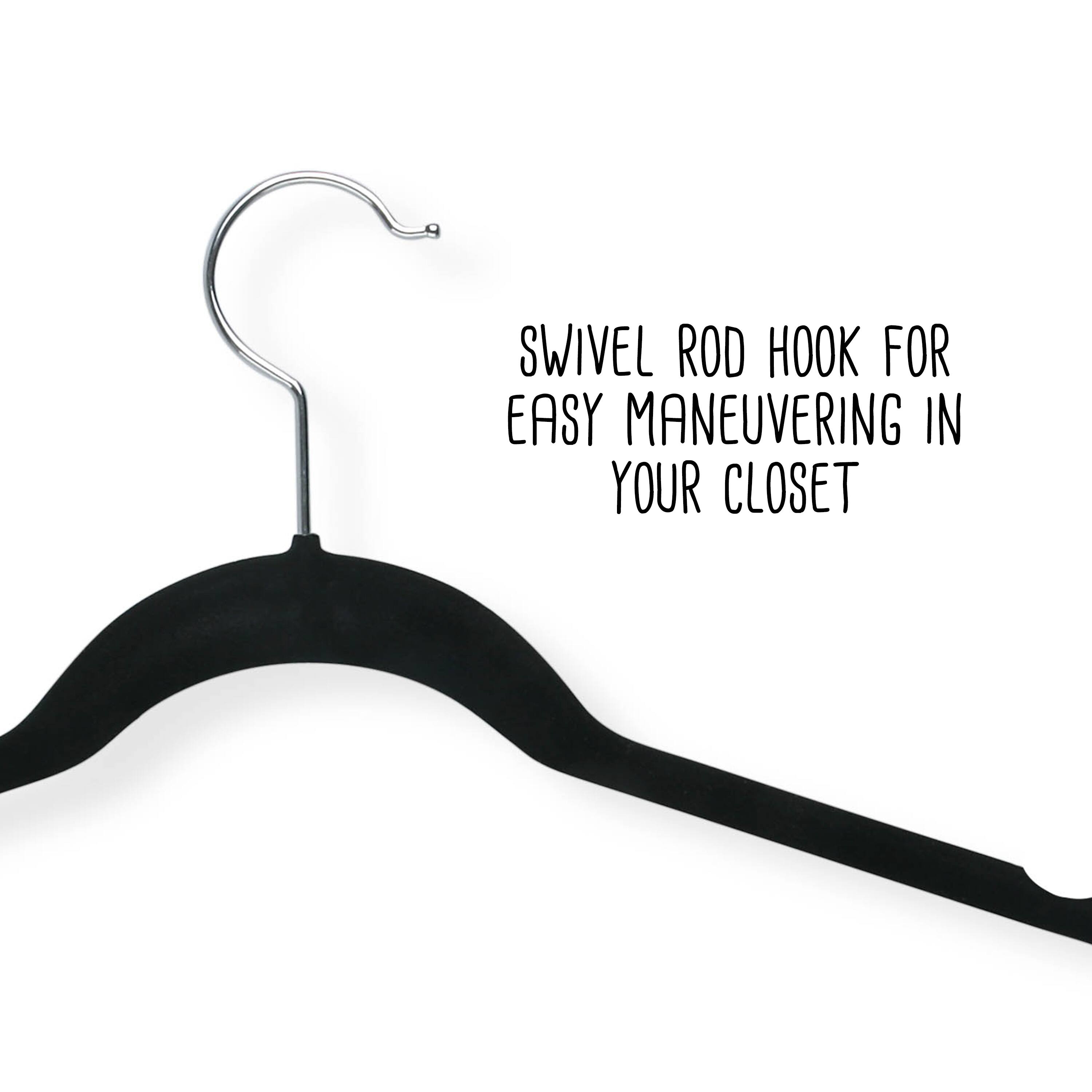 Honey Can Do Black Slim-Profile Non-Slip Velvet Hangers, 20ct.