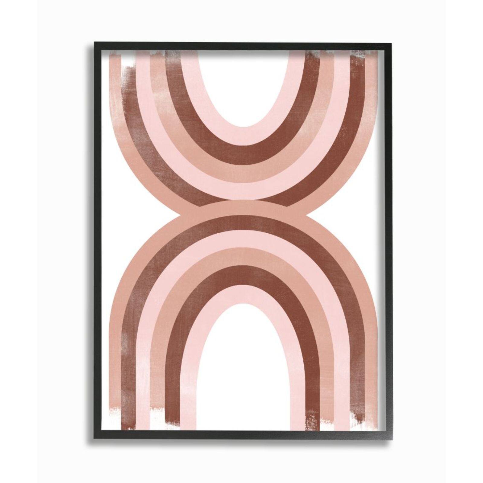 Stupell Industries Pink & Brown Rainbow Retro Color Curves Black Framed Wall Art