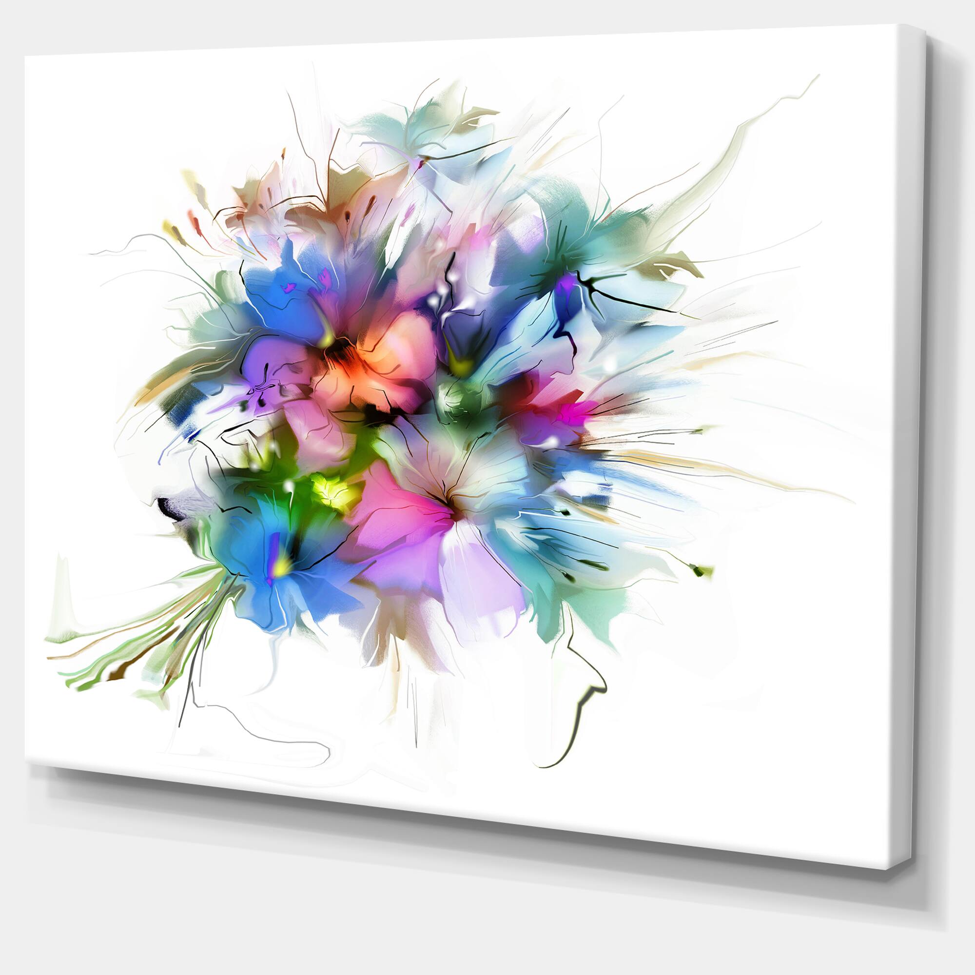 Designart - Summer Colorful Flowers - Watercolor Painting Canvas Print