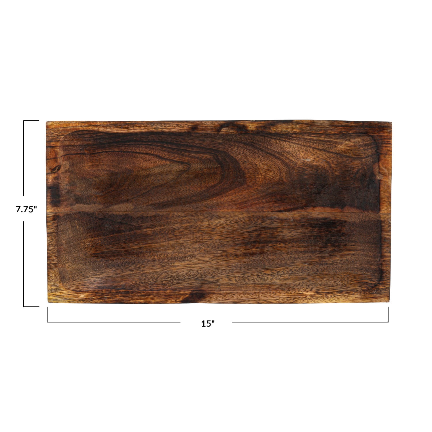 15&#x22; Burnt Finish Hand-Carved Mango Wood Tray