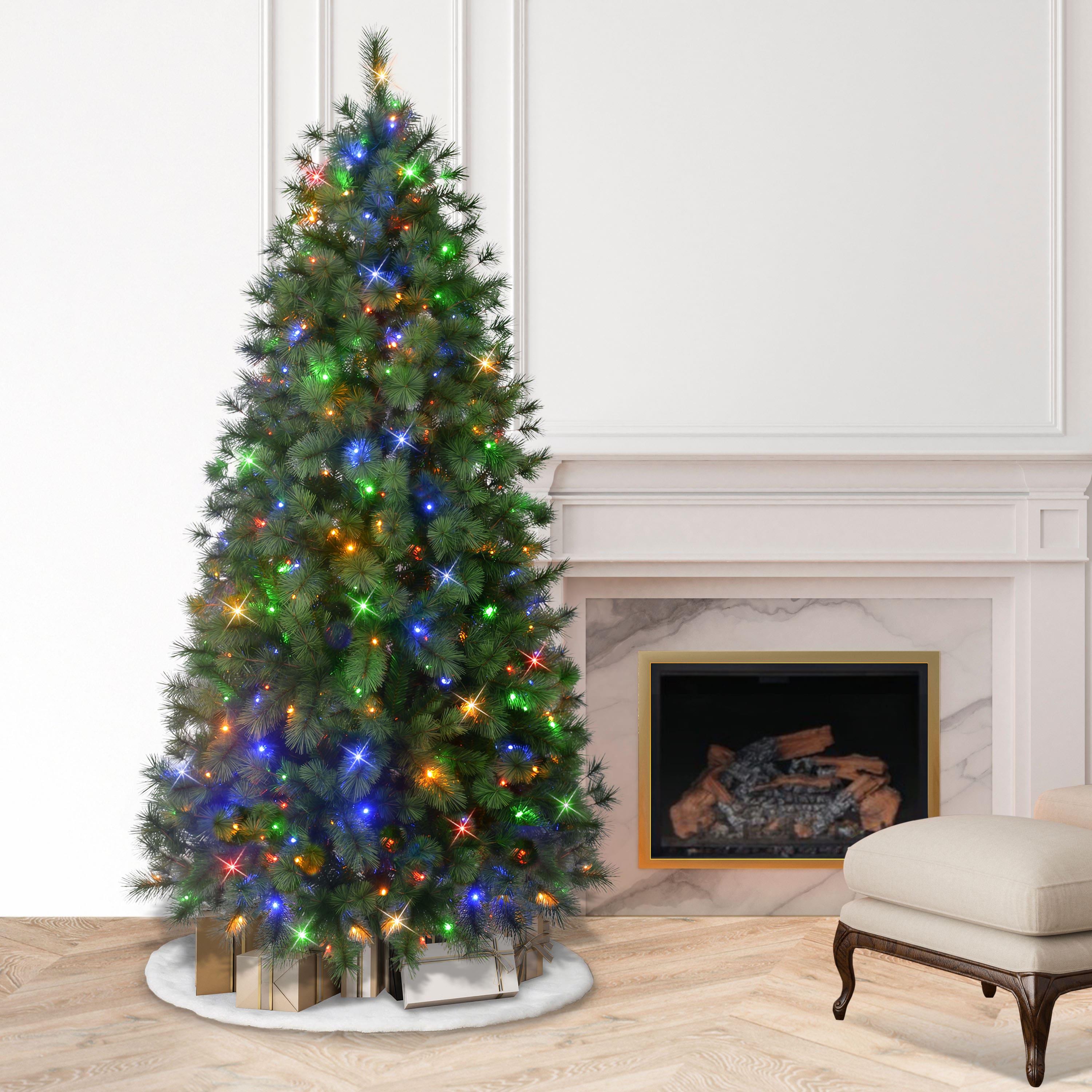 7.5ft. Pre-Lit Colorado Pine Artificial Christmas Tree, Dual Function LED Lights