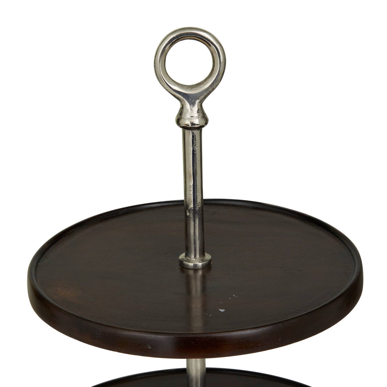 18&#x22; Dark Brown Mango Wood 2 Tiered Server