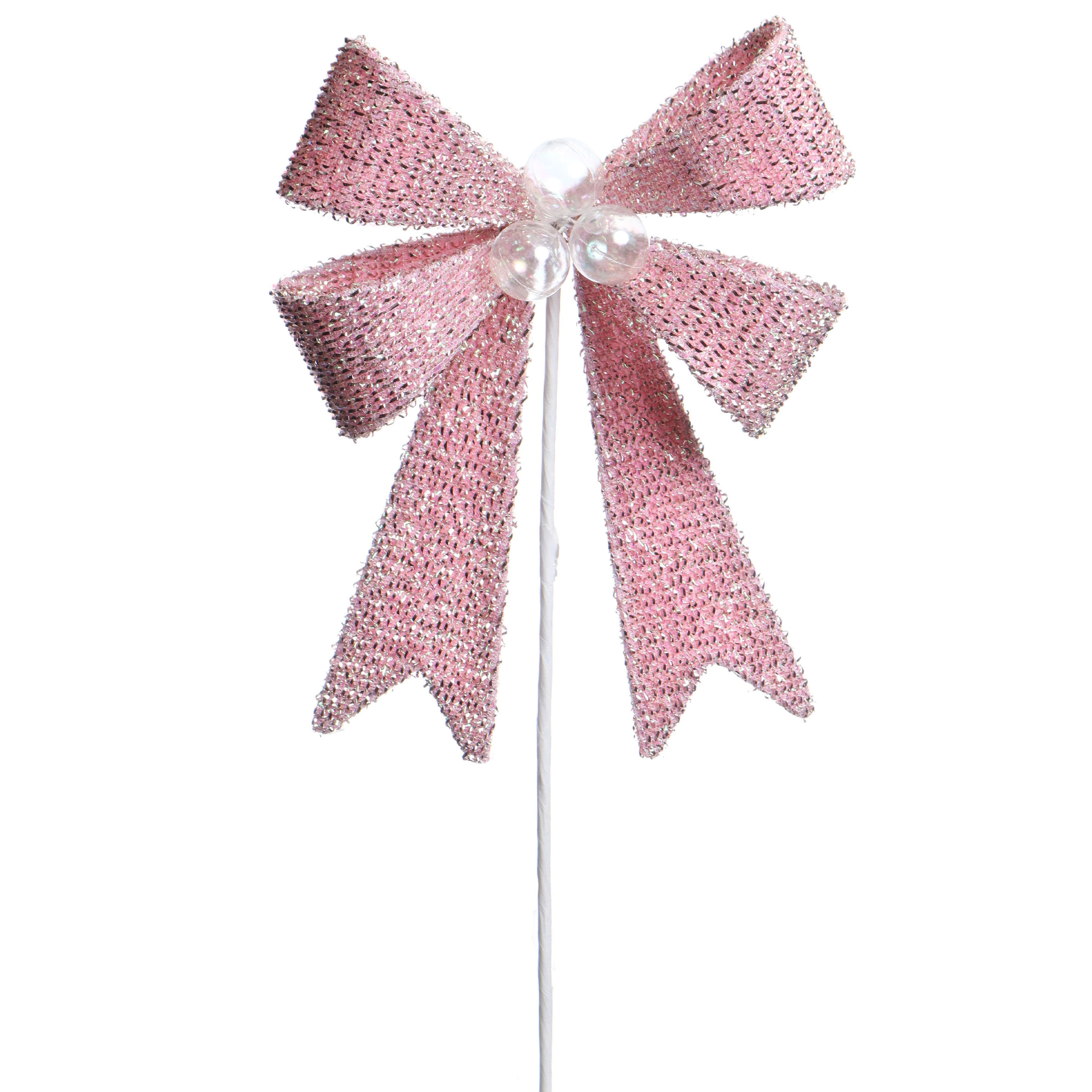 24.5&#x22; Pink Tinsel Ribbon Bow Stem by Ashland&#xAE;