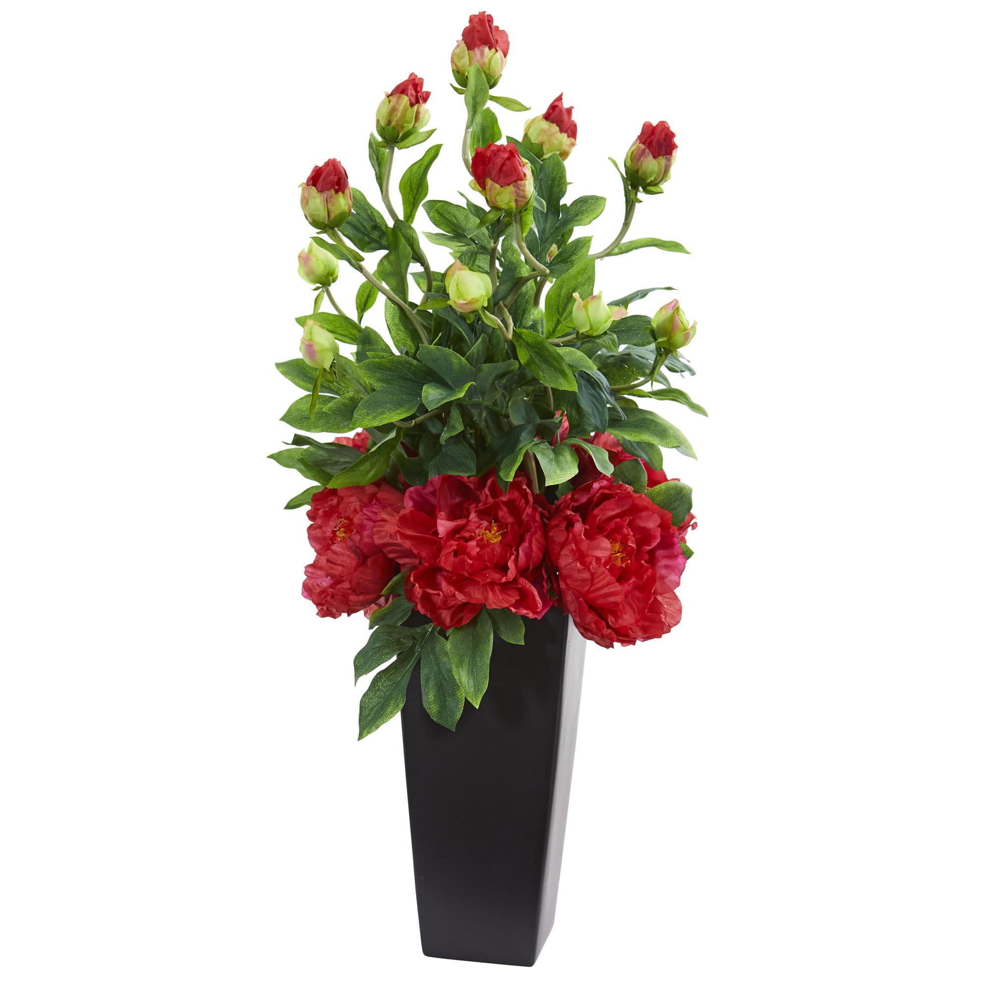 2.5ft. Red Peony Arrangement in Black Vase