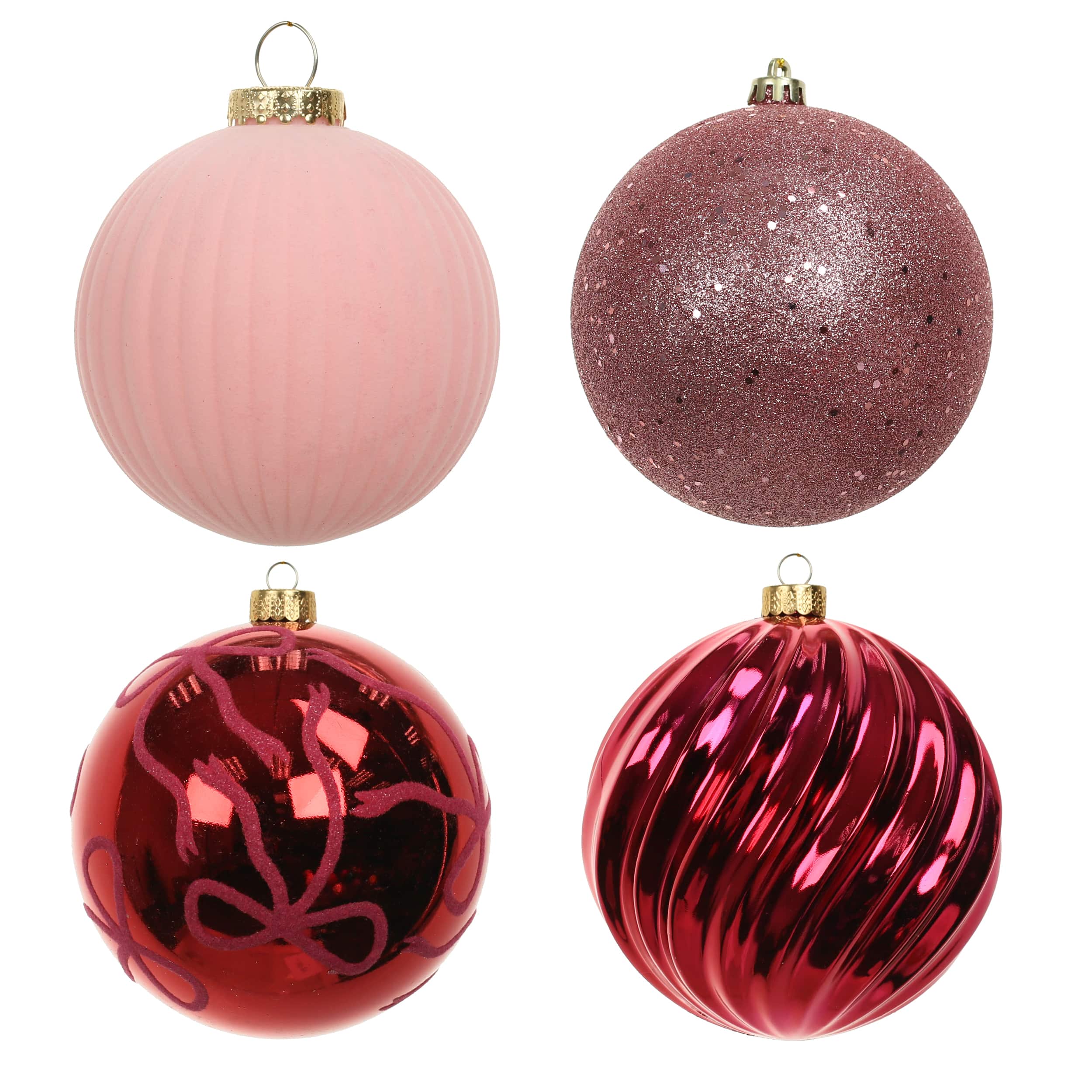Assorted 4 Pack 4.7&#x22; Pink &#x26; Red Shatterproof Ball Ornaments, 1pc. by Ashland&#xAE;