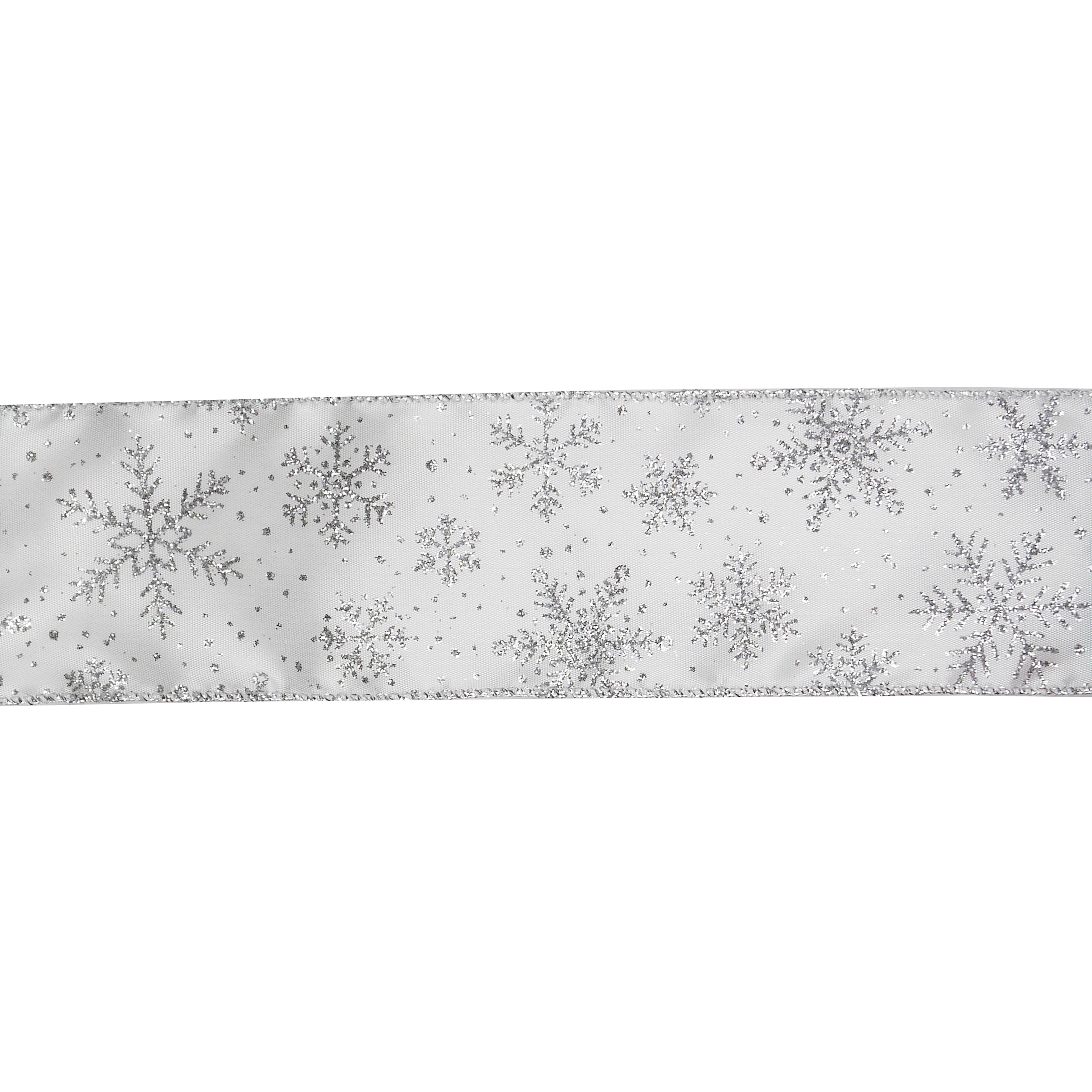 2.5" x 80ft. White & Silver Snowflakes Wired Jumbo Ribbon by Celebrate It®