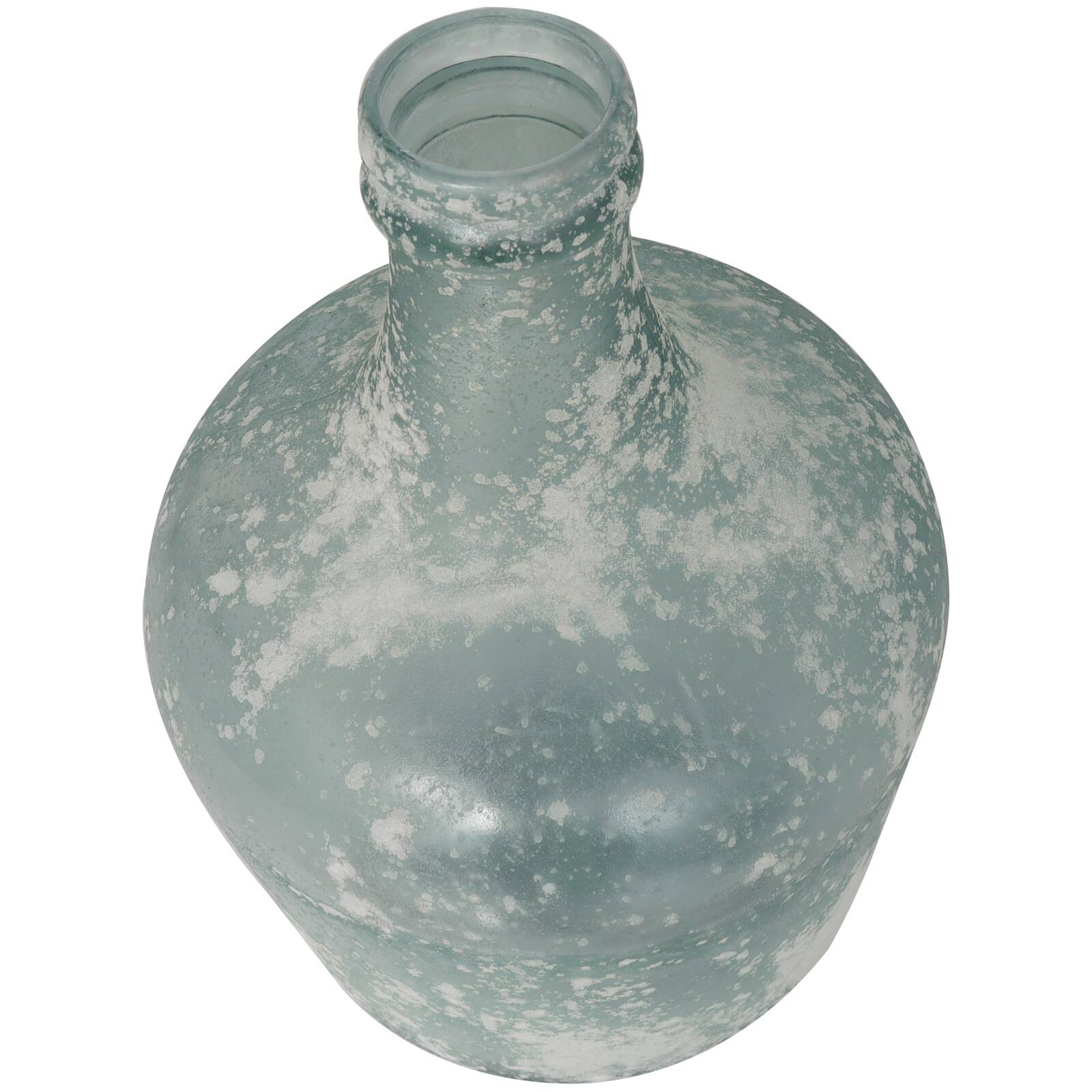 17" Frosted Spanish Bottle Recycled Glass Vase