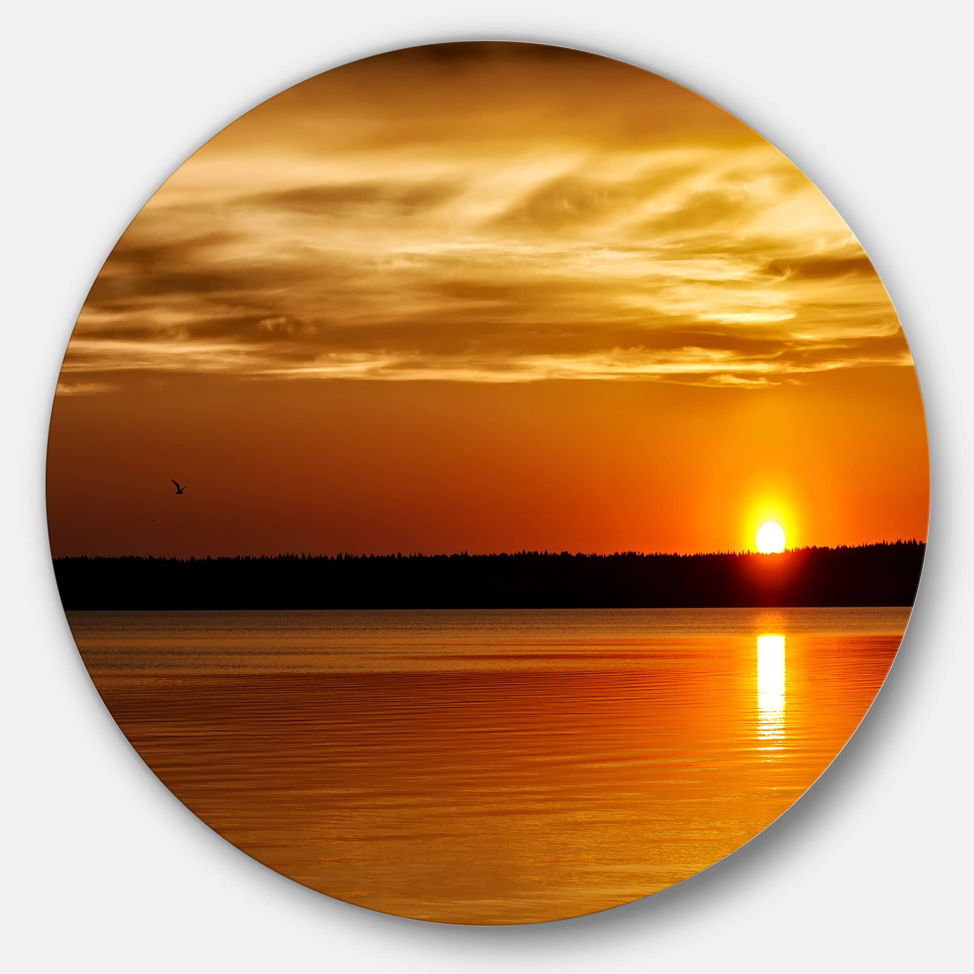 Designart - Day and Night Seascape Panorama' Seashore Metal Circle Wall Art