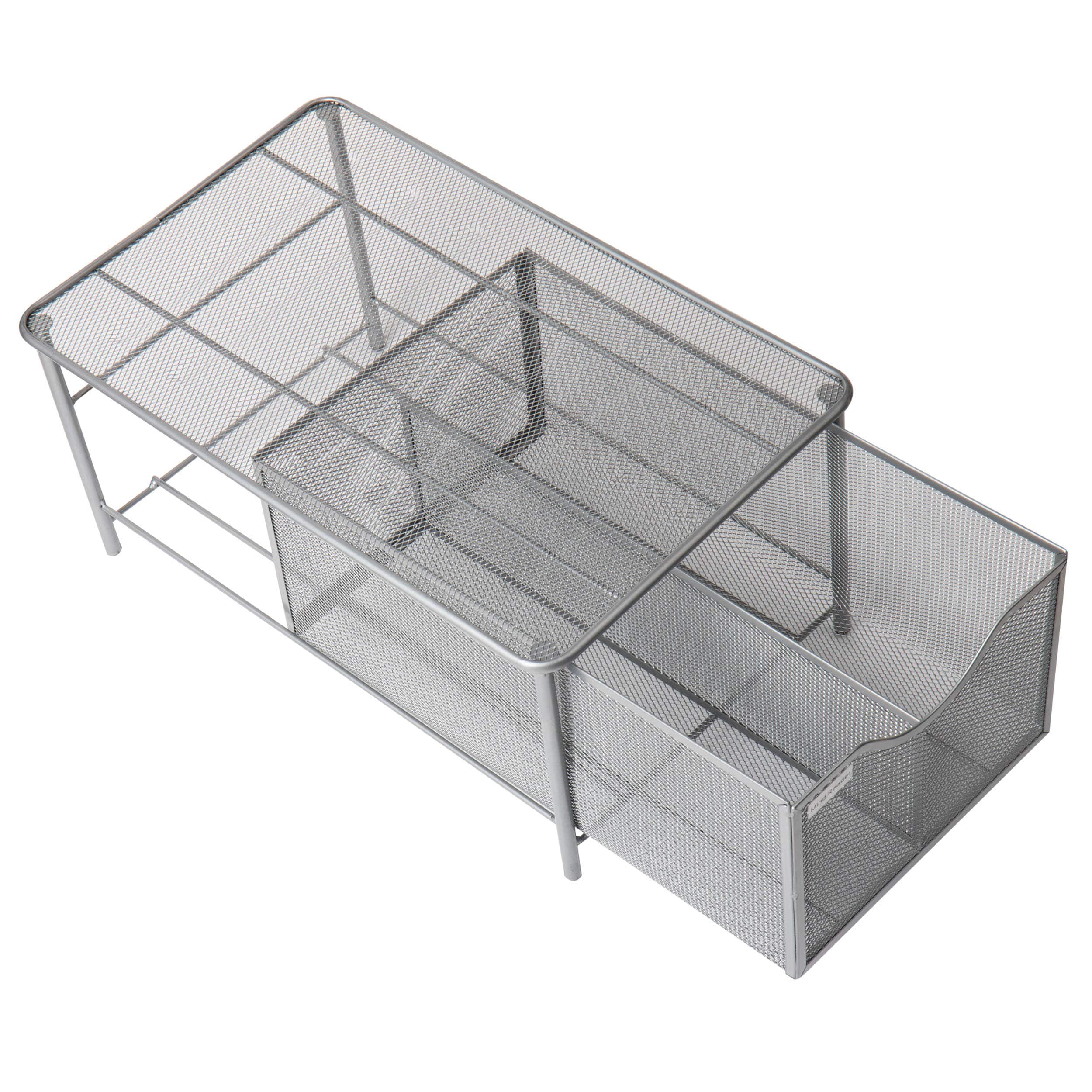 Mind Reader 2-Compartment Pull-out Sliding Organizing Drawer Storage Basket