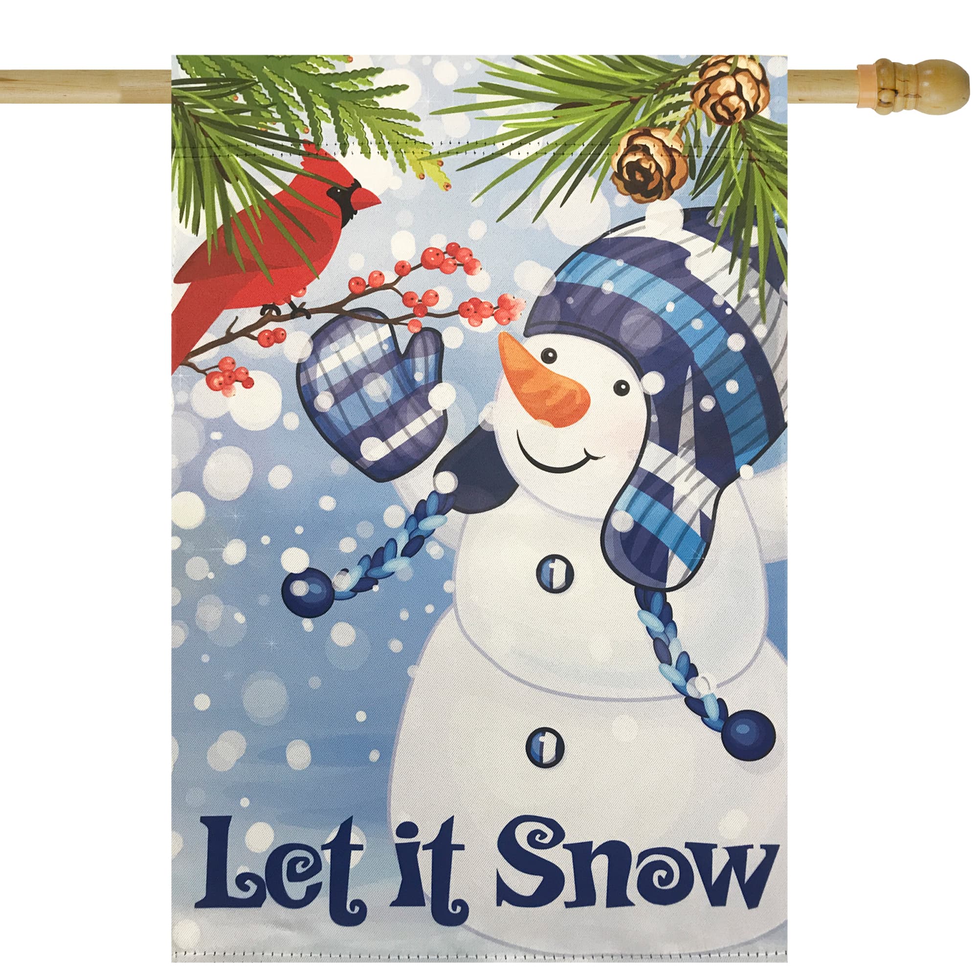 Snowman and Cardinal &#x22;Let it Snow&#x22; Christmas Outdoor Flag - 40&#x22; x 28&#x22;
