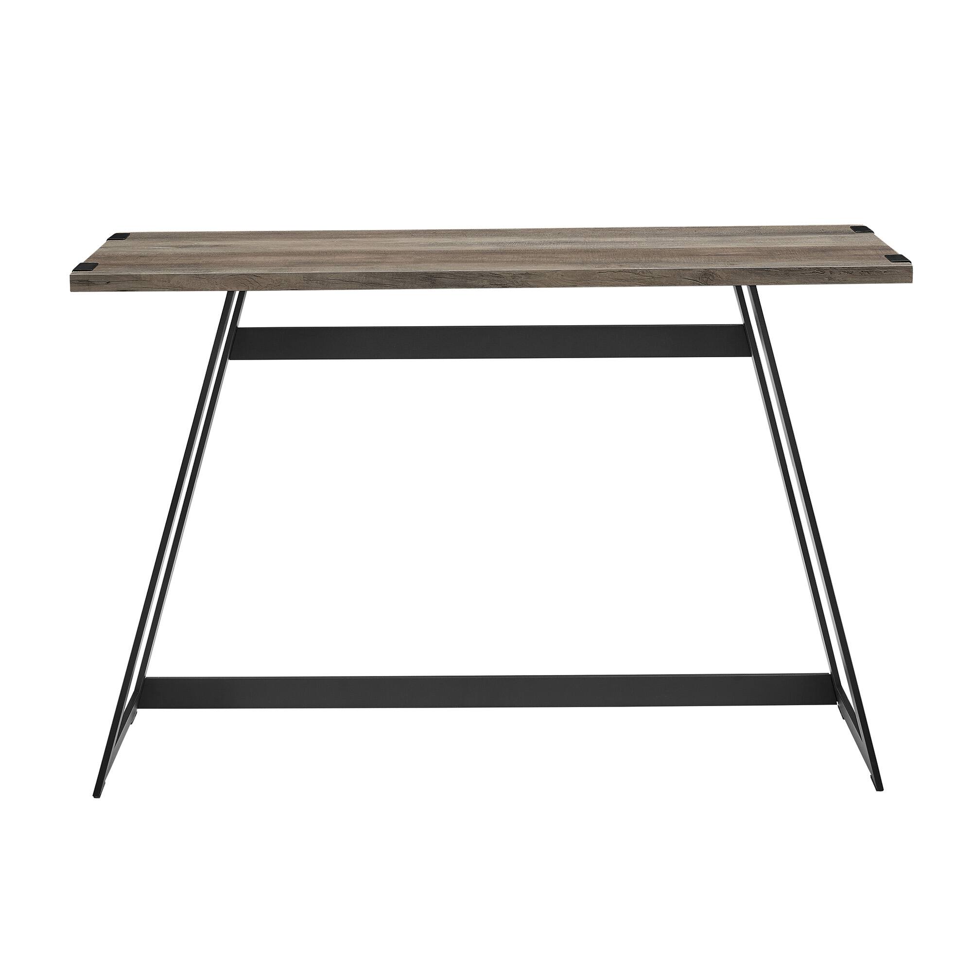 Walker Edison Gray Wash Faux Wrap Modern Industrial Entry Table