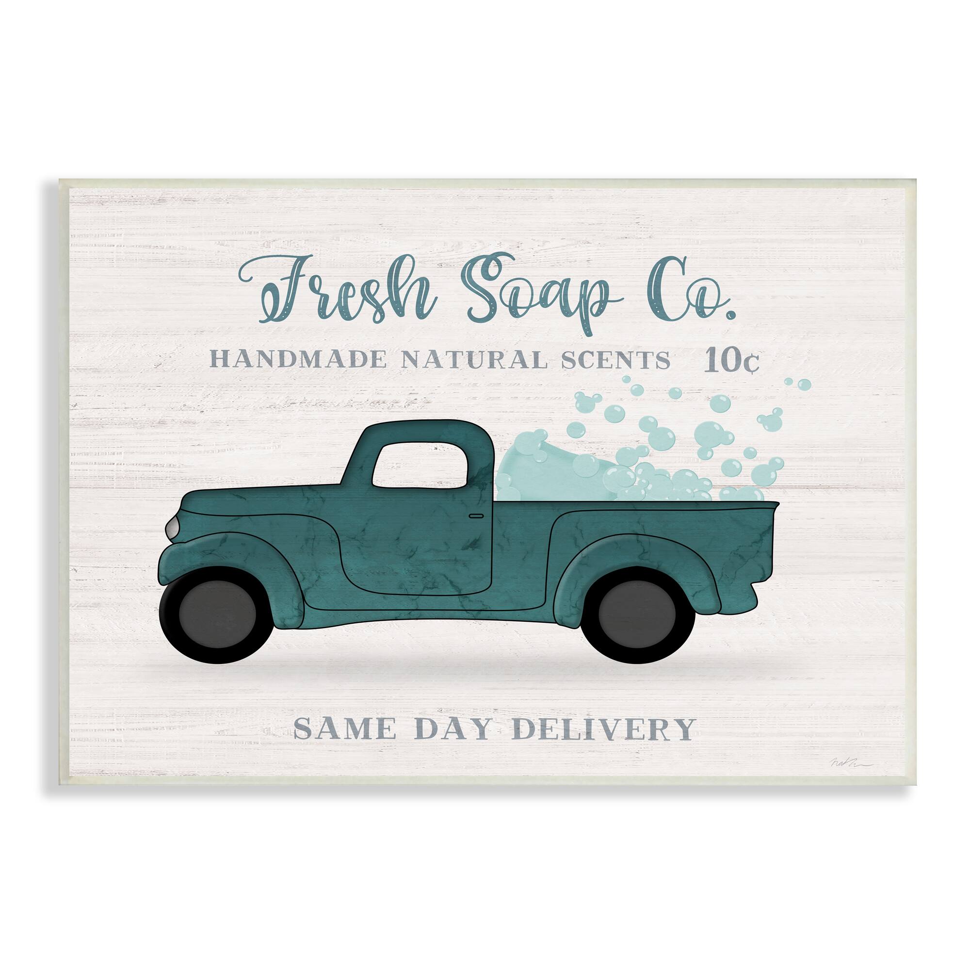Stupell Industries Fresh Soap Co. Vintage Green Truck Bath Bubbles Wall Plaque