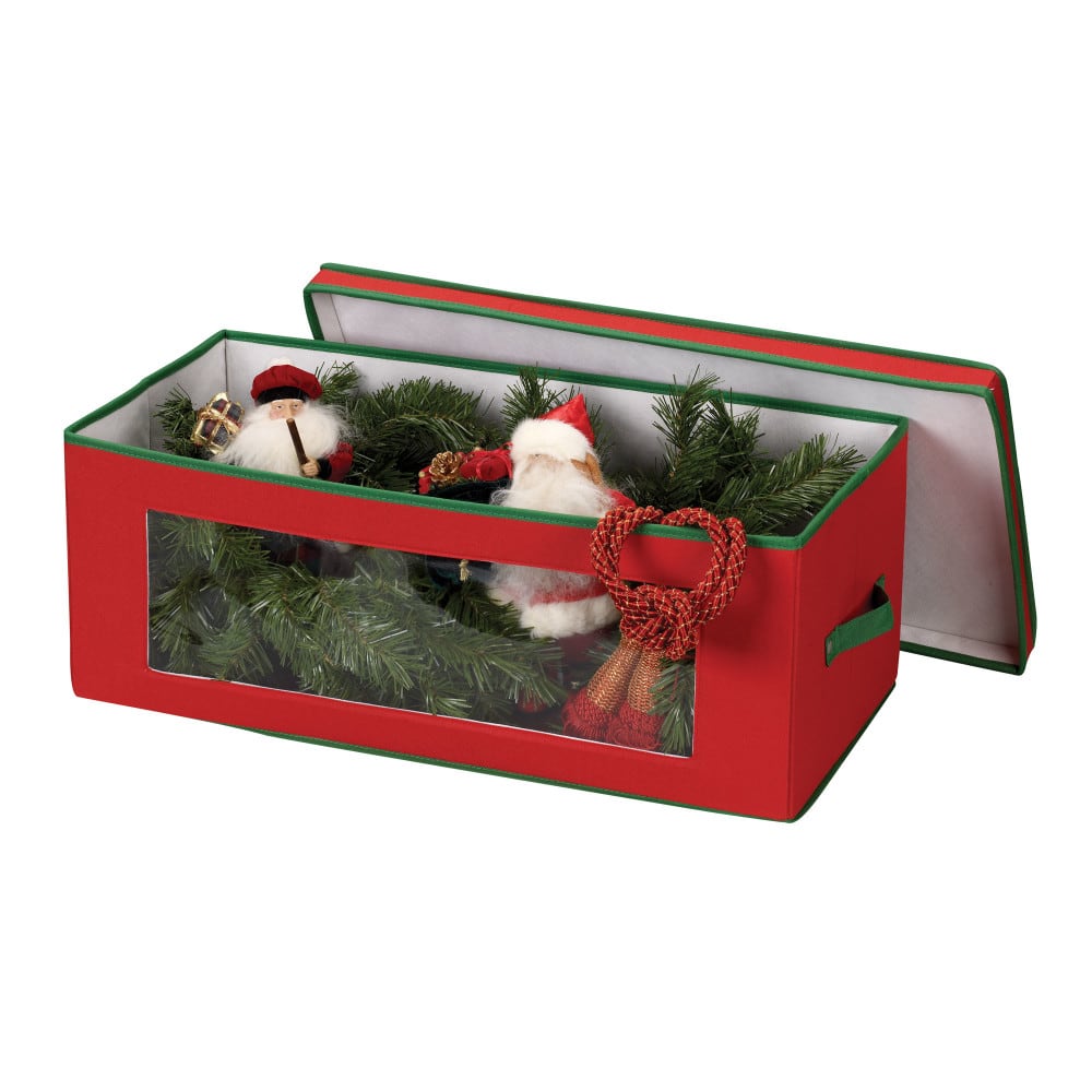 Household Essentials Red &#x26; Green Ornament Storage Box with Window