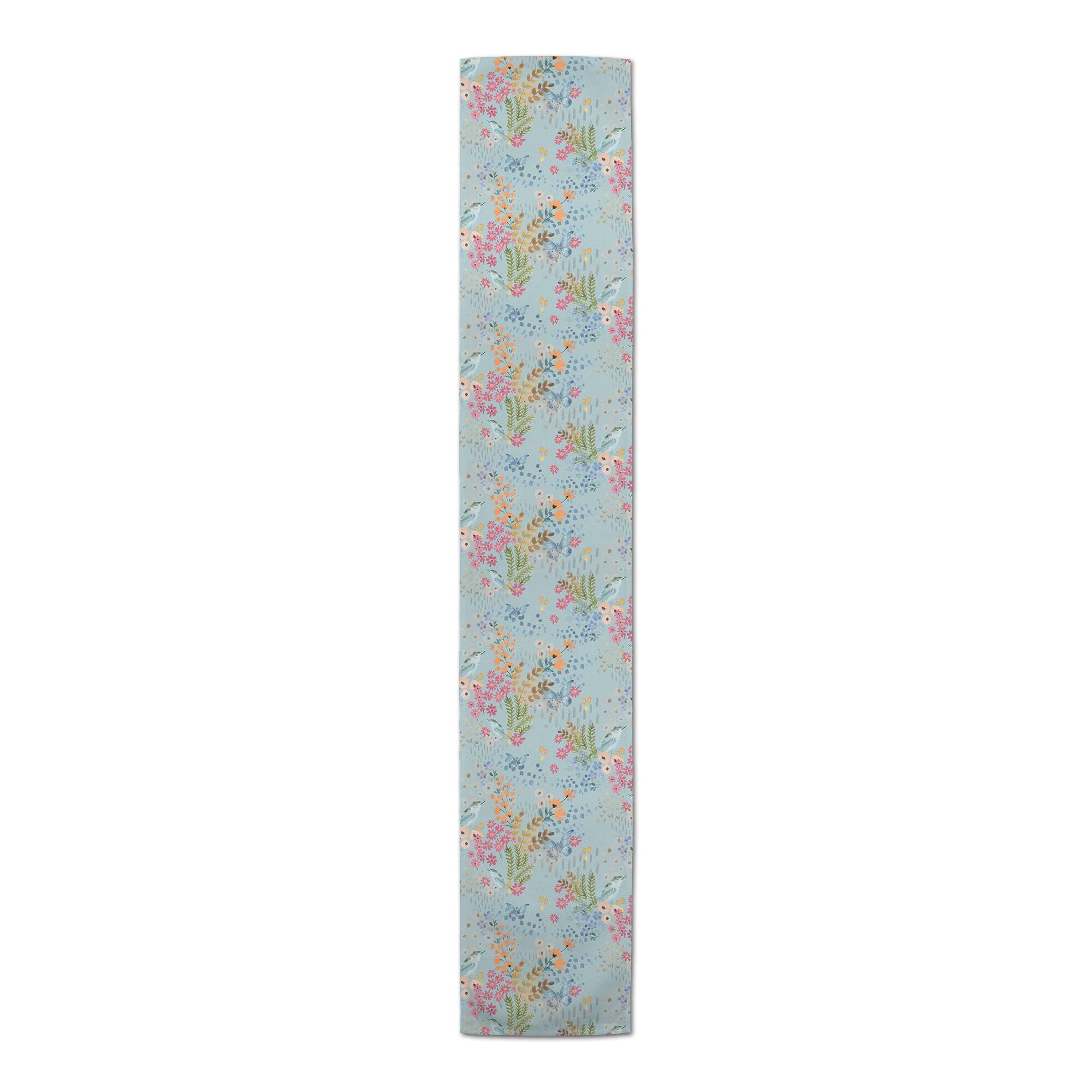 72&#x22; Butterfly, Bird &#x26; Floral Cotton Twill Runner