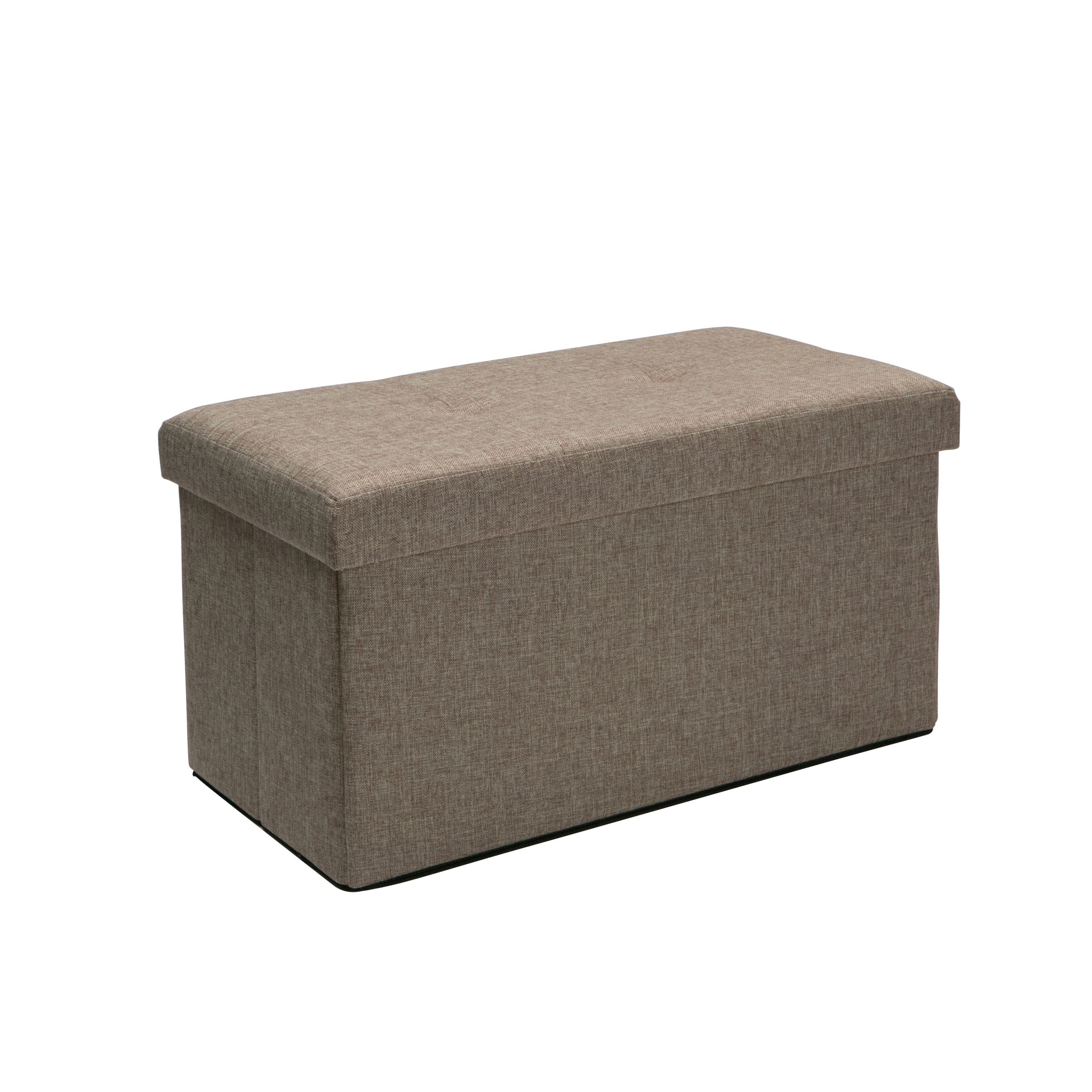 Simplify 30" Faux Linen Double Folding Storage Ottoman