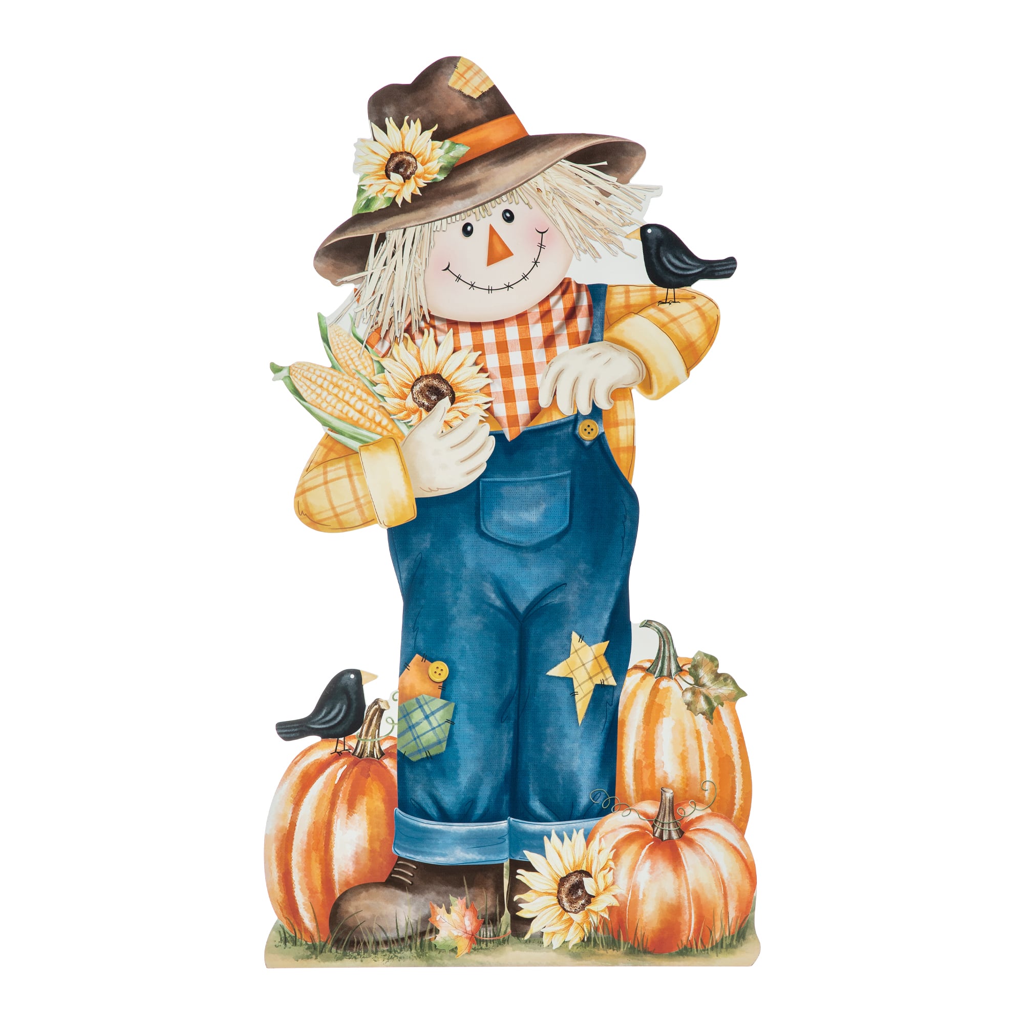 Glitzhome&#xAE; 2.5ft. Fall Wooden Painted Scarecrow Porch D&#xE9;cor