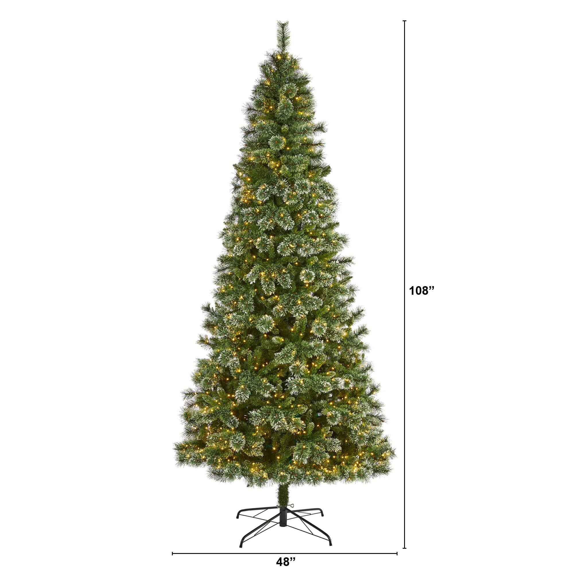 9ft. Pre-Lit Wisconsin Slim Snow Tip Pine Artificial Christmas Tree with Clear LED Lights