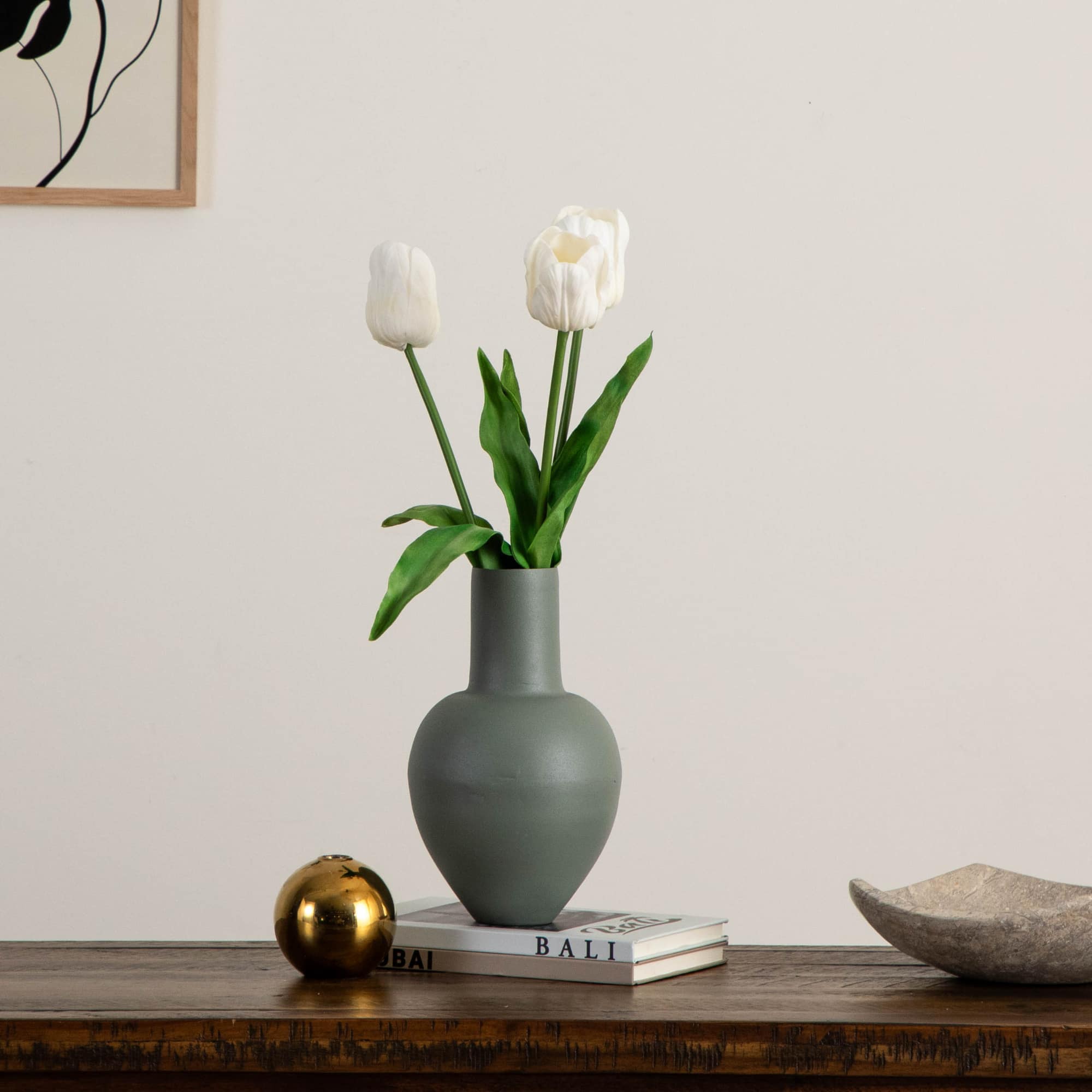 25" White Tulip Flower Stems, 3ct.