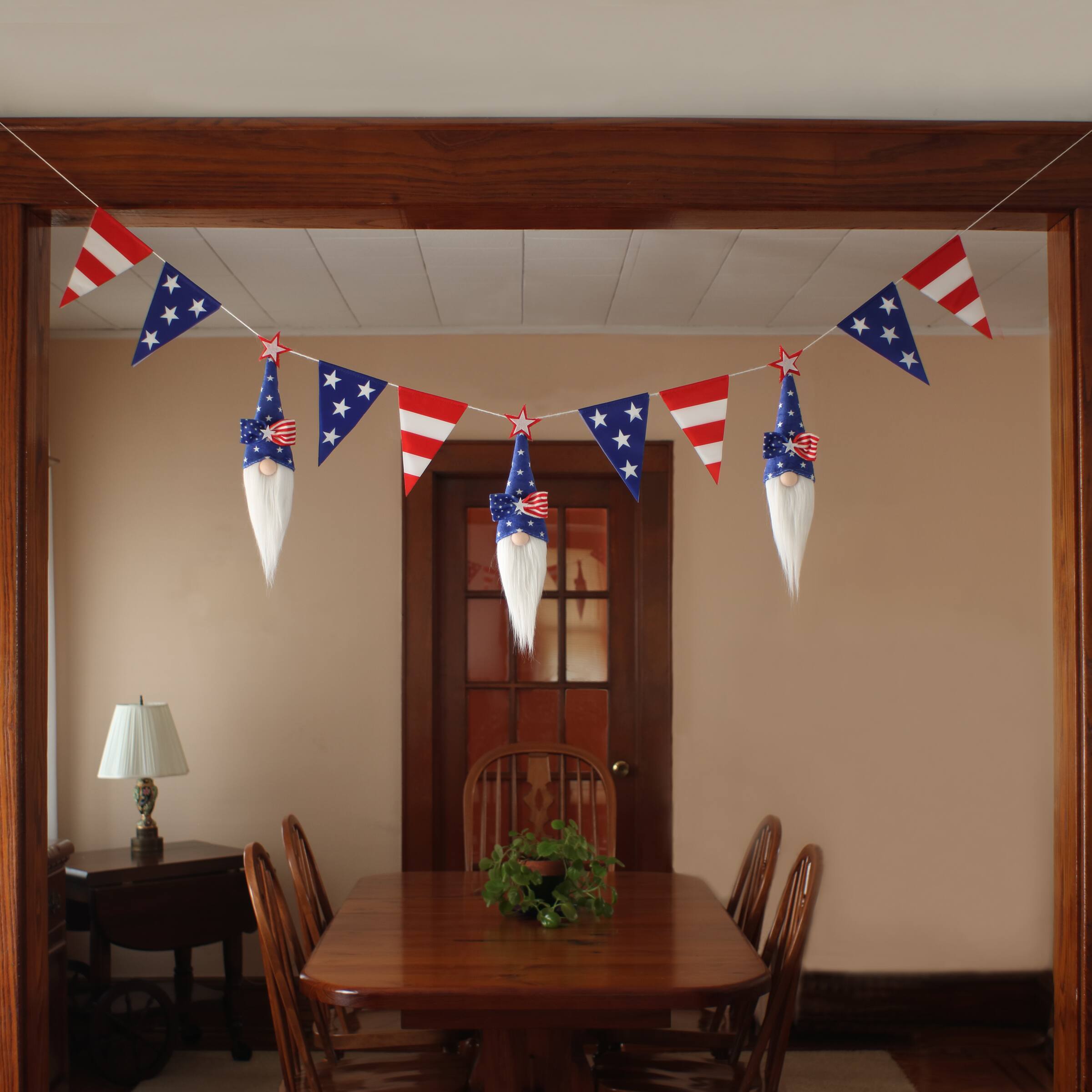 6ft. Patriotic Flags & Blue Gnomes Garland