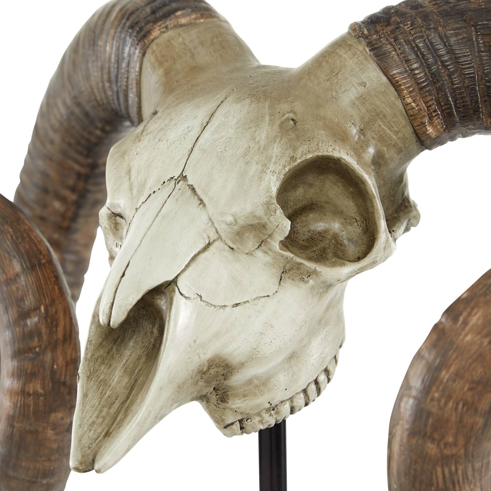 17&#x22; Brown Skull Traditional Sculpture