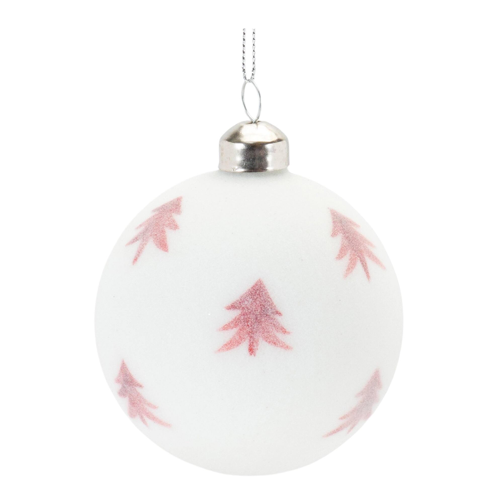 Frosted Snowflake & Tree Ball Ornament Set