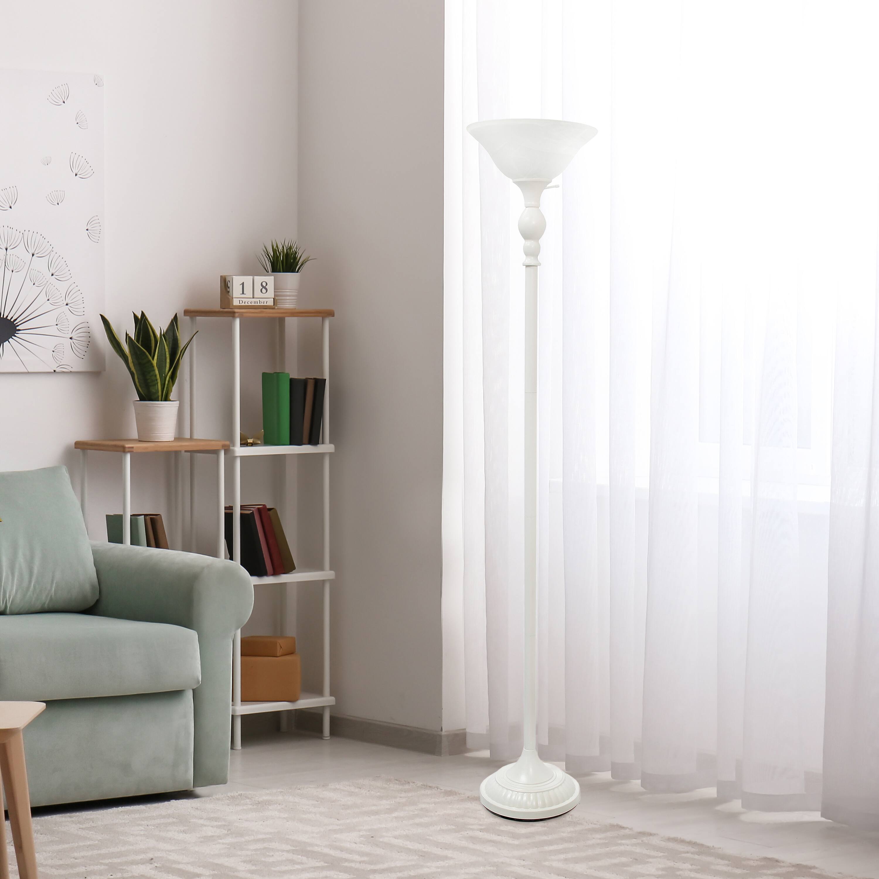 Lalia Home 6ft. Torchiere Floor Lamp with Marbleized Shade