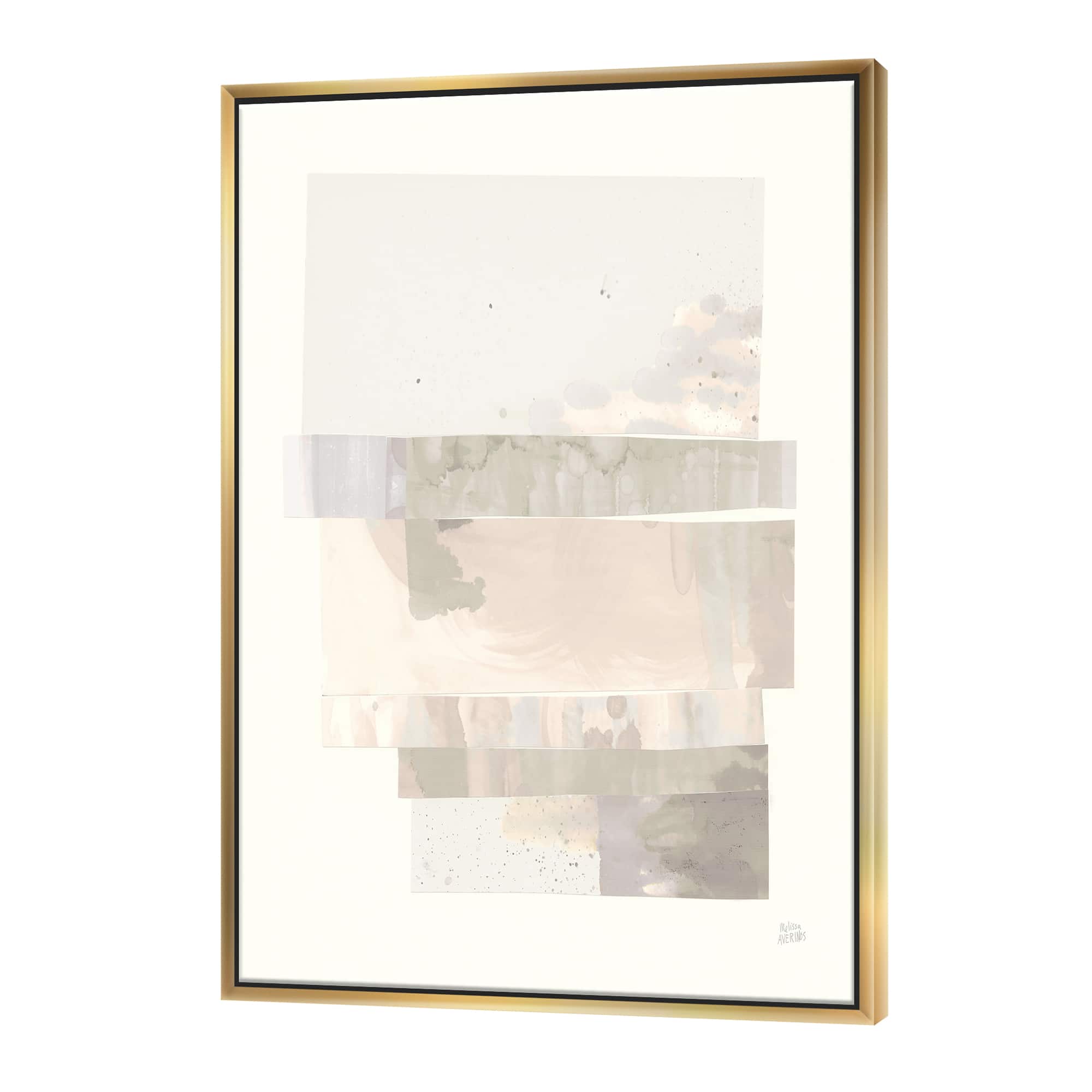 Designart - Geometric Neutral Form I - Shabby Chic Canvas in Gold Frame