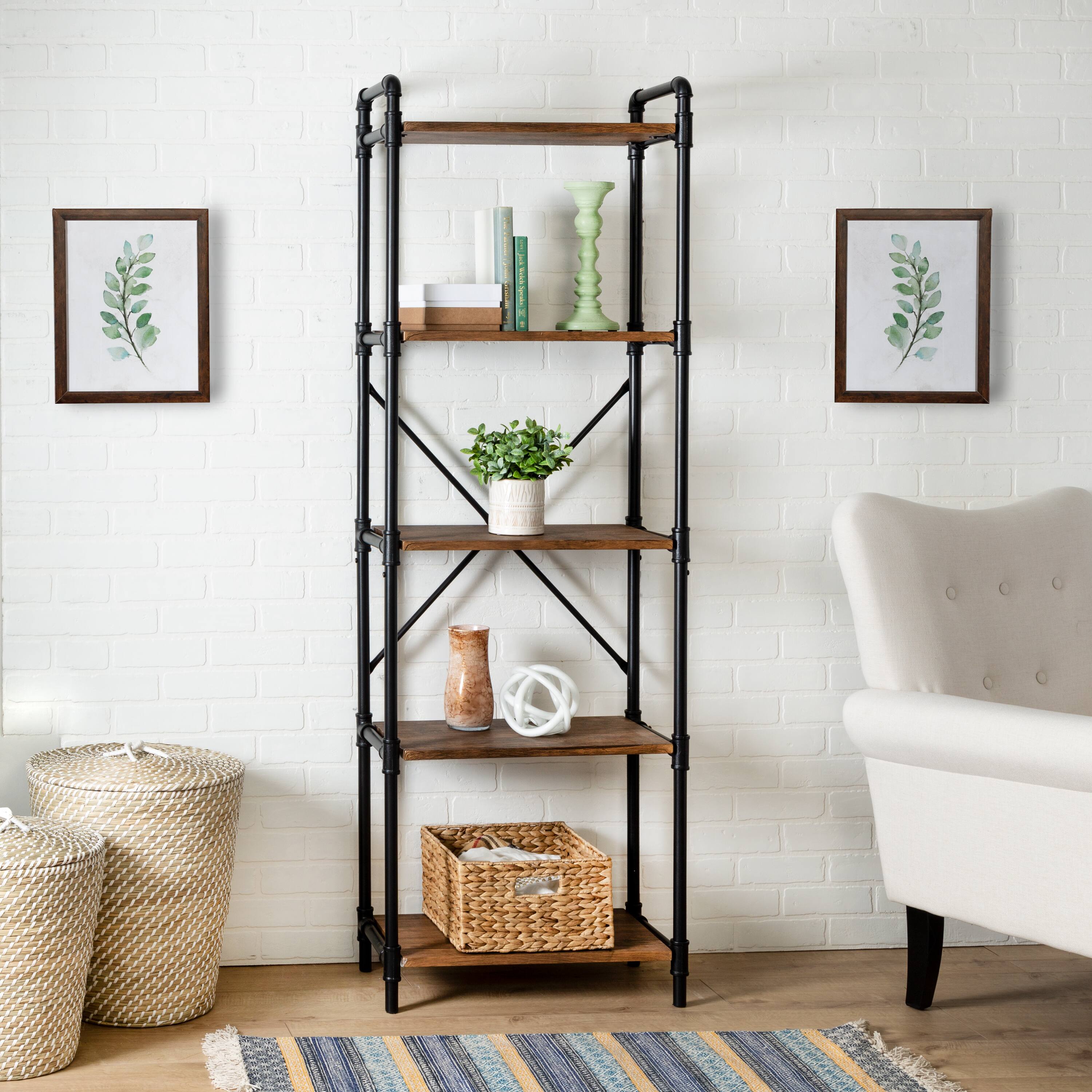 Honey Can Do Black -Tier Industrial Bookshelf