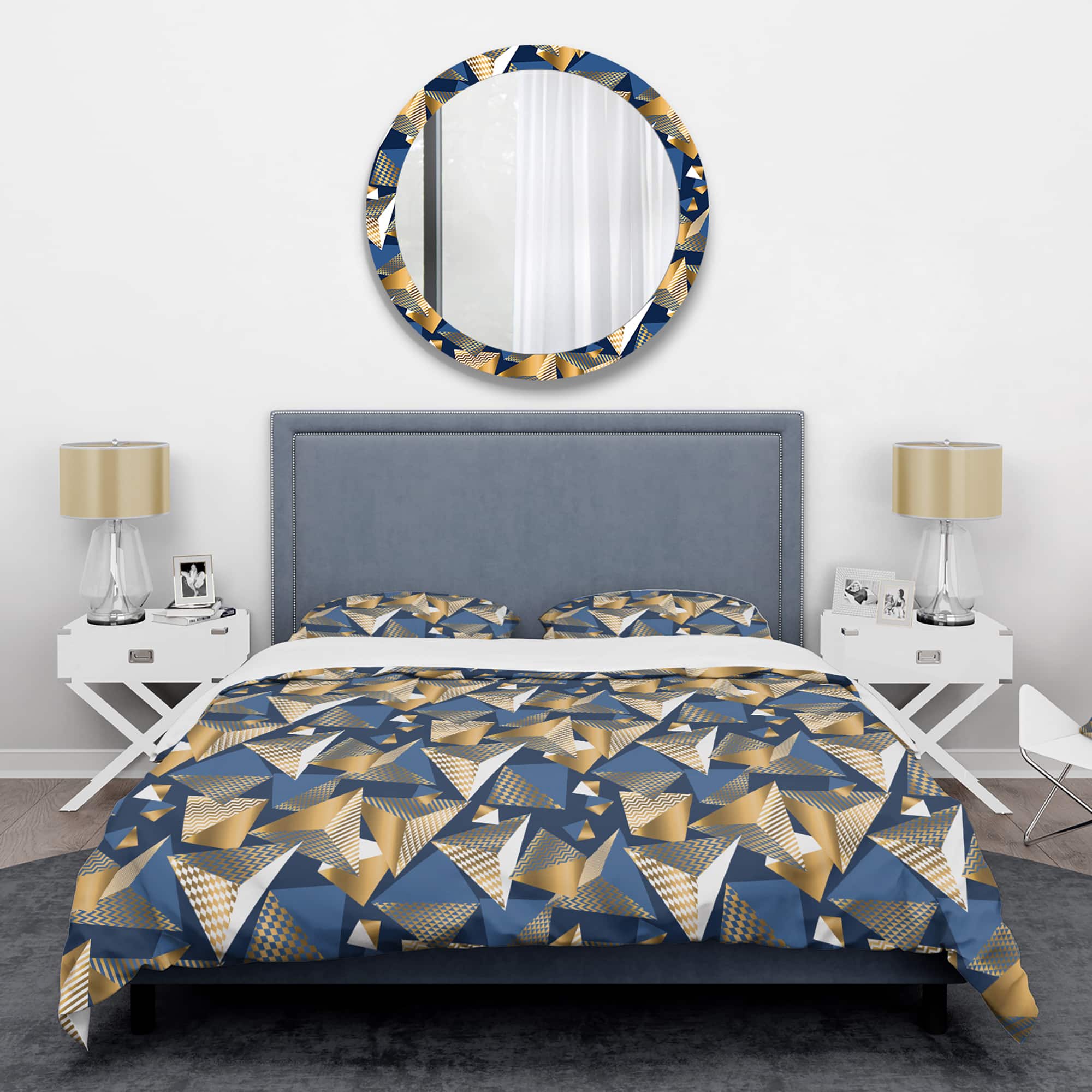 Designart 'Gold And Blue Cubes' Mid-Century Duvet Cover Set
