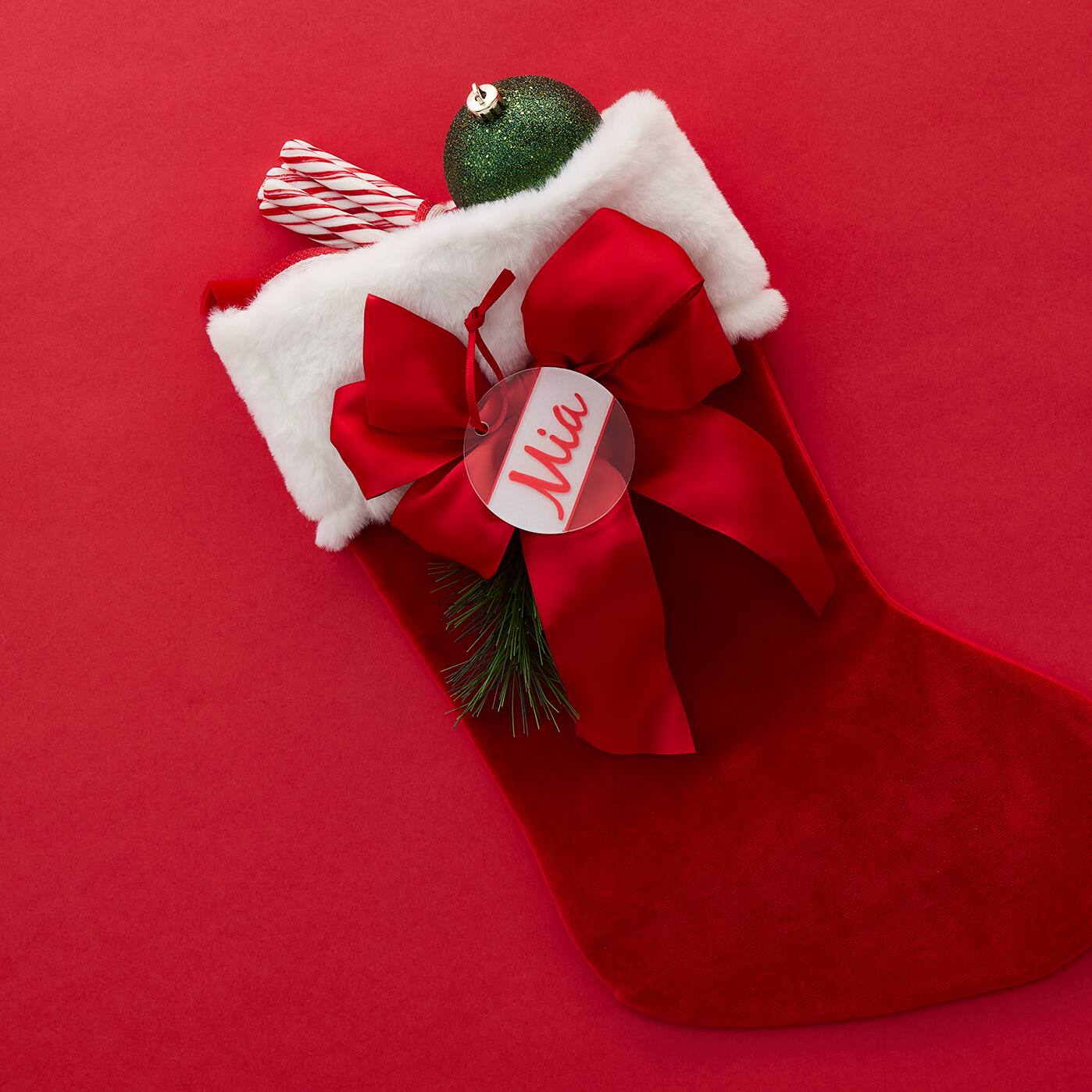 &#xC9;tiquette-cadeau transparente en forme d&#x2019;ornement de No&#xEB;l