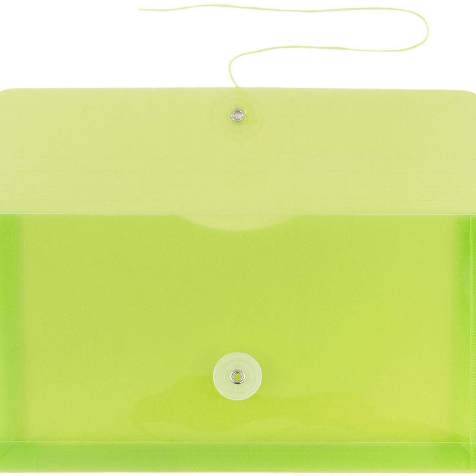 JAM Paper 5.25" x 10" Lime Green Plastic Booklet Envelopes, 24ct.