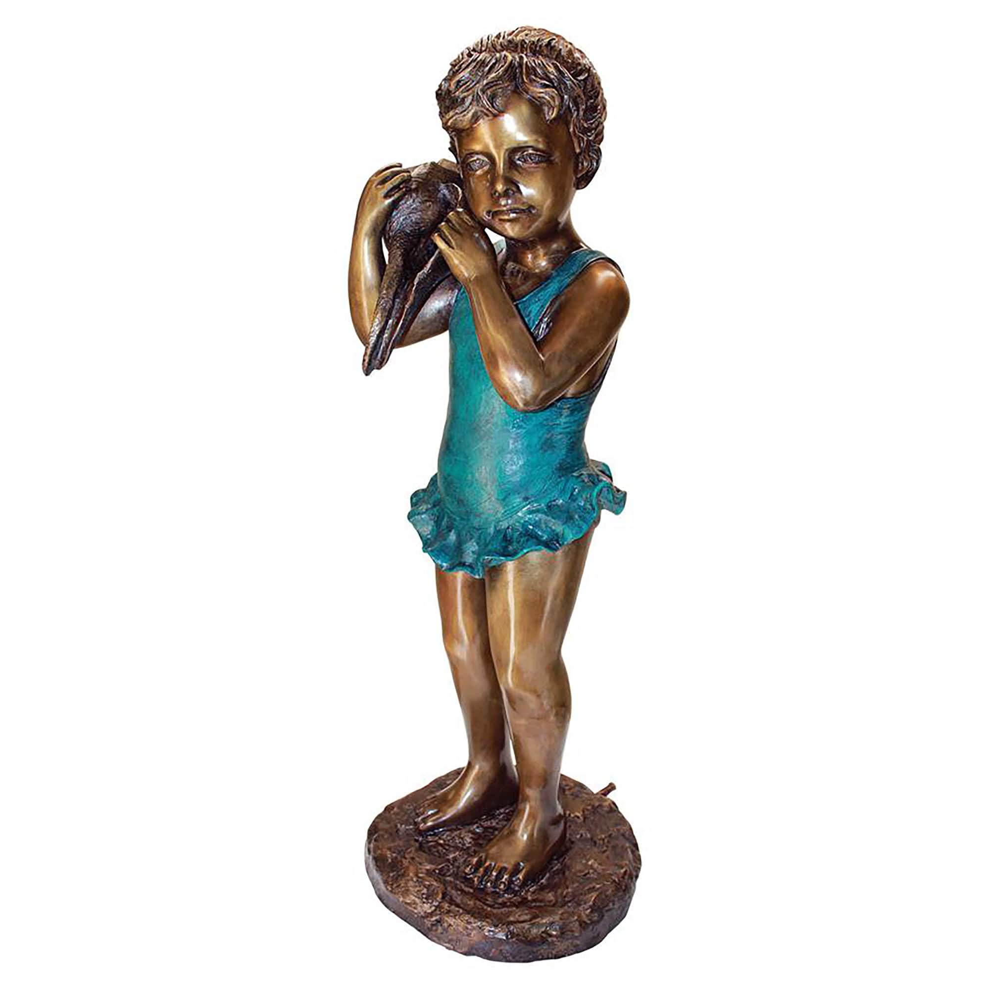 Design Toscano 36&#x22; Piped Cast Bronze Sea Shell Sounds Standing Girl Garden Statue