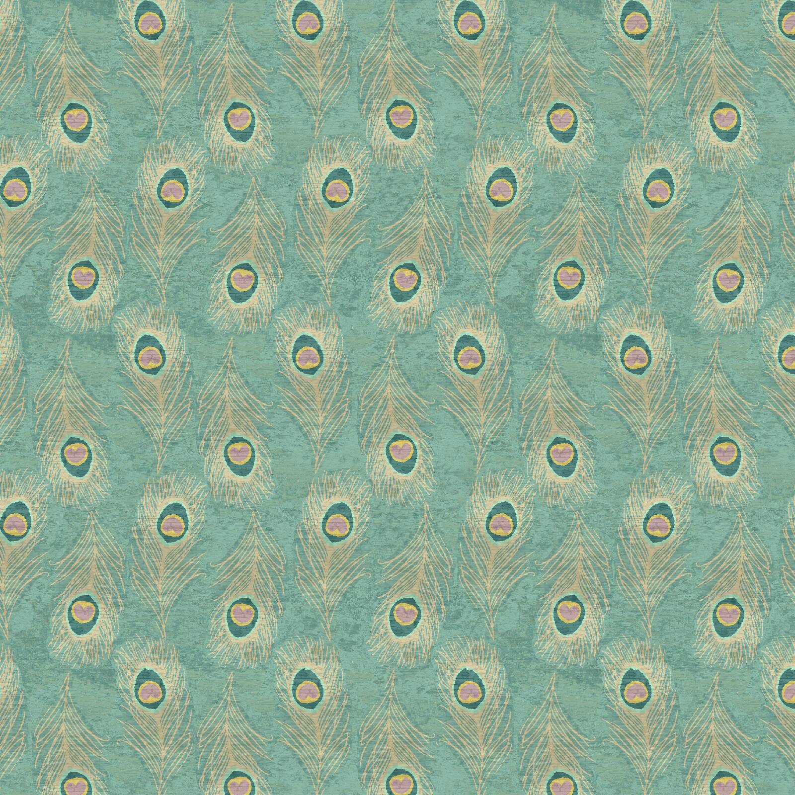Springs Creative Mint Peacock Feathers Cotton Fabric