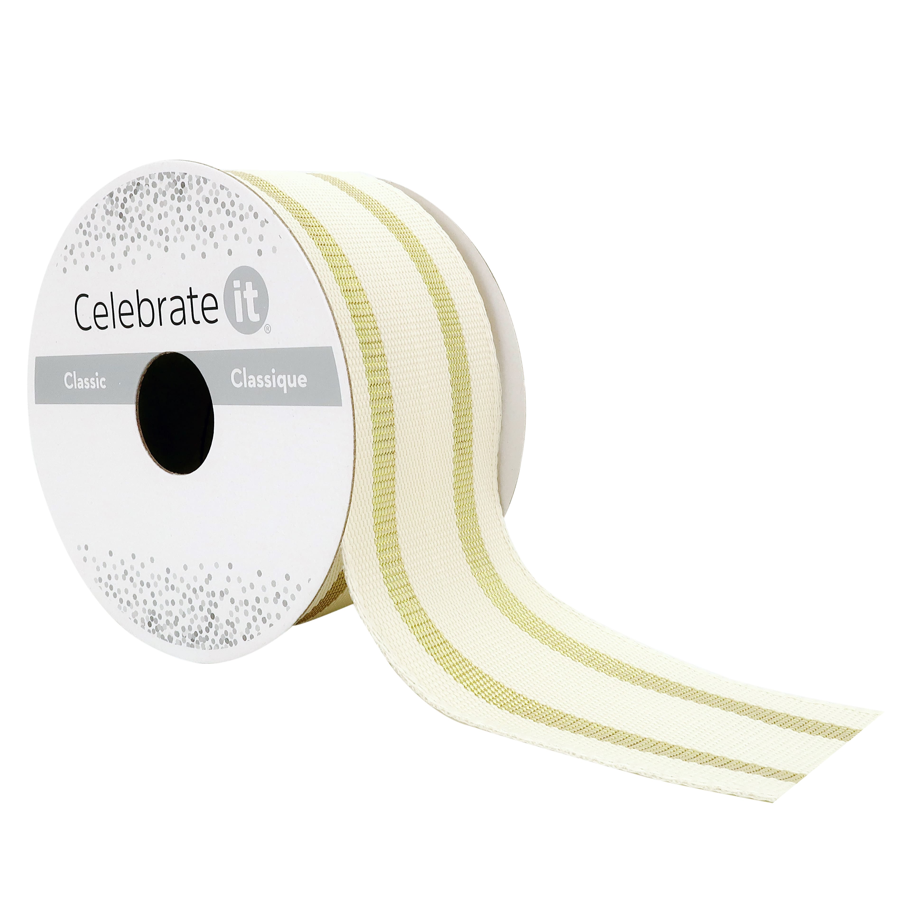 1.5&#x22; x 3yd. Wired Ticking Stripe Ribbon by Celebrate It&#x2122;