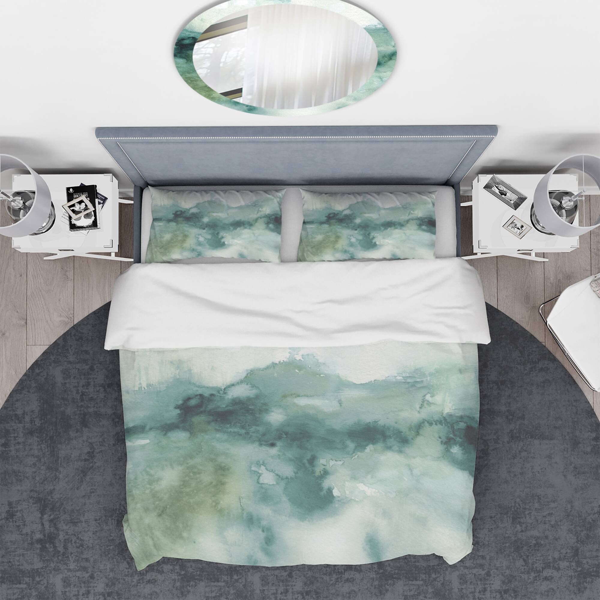 Designart &#x27;Lost into the Blue&#x27; Geometric Bedding Set - Duvet Cover &#x26; Shams
